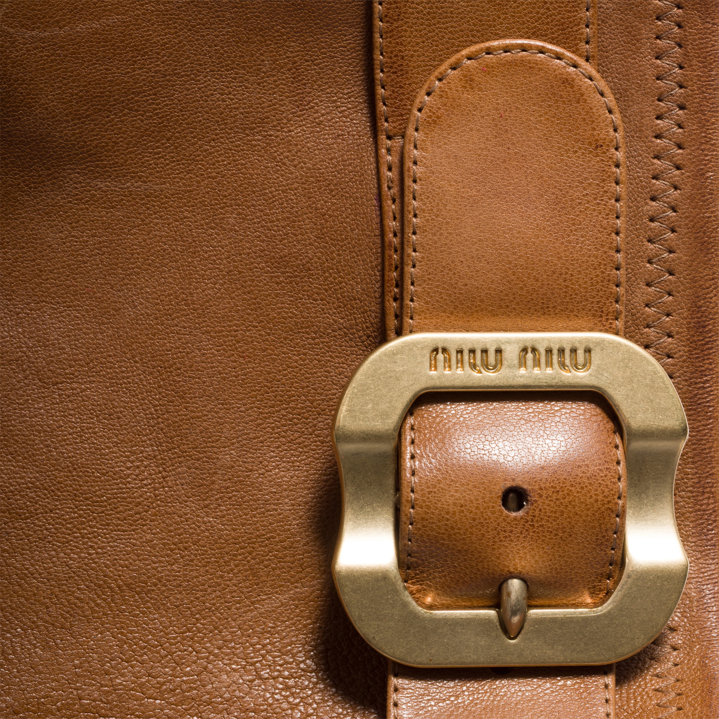 Miu Miu Stivali Stretch Leather Buckle Over-the-knee Boots In Brown