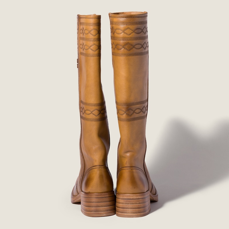 Embroidered leather boots