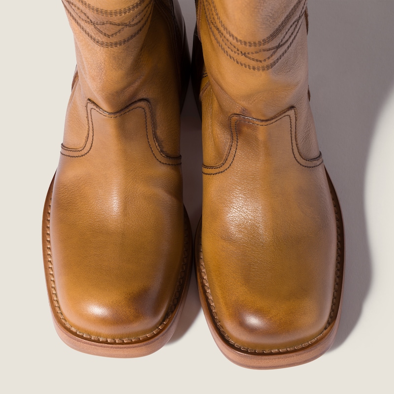 Embroidered leather boots