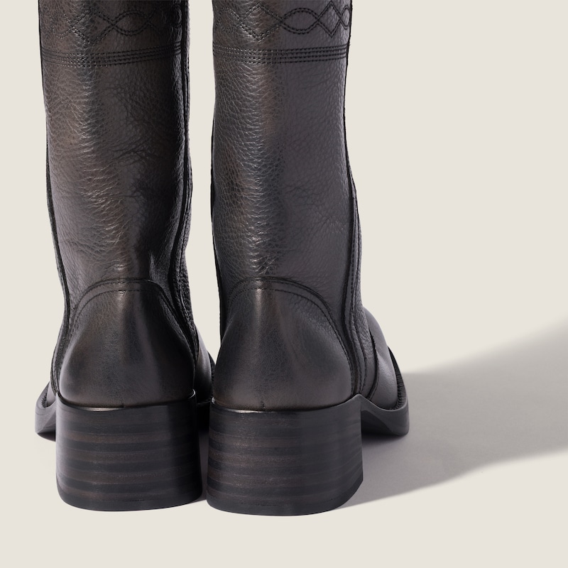 Embroidered leather boots