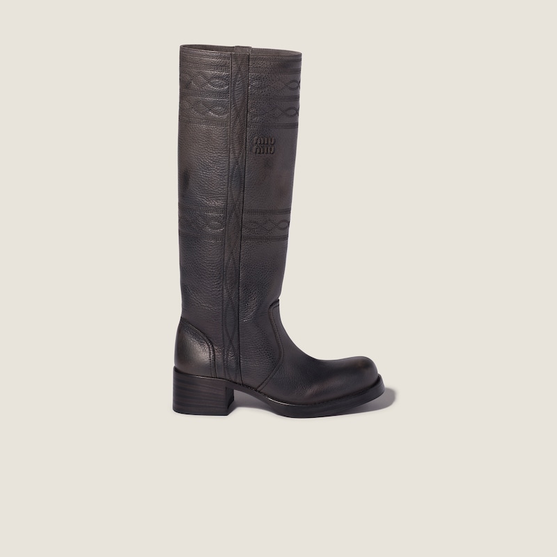 Embroidered leather boots