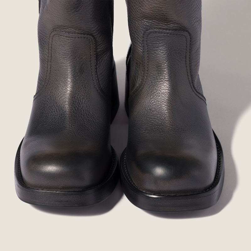 Embroidered leather boots
