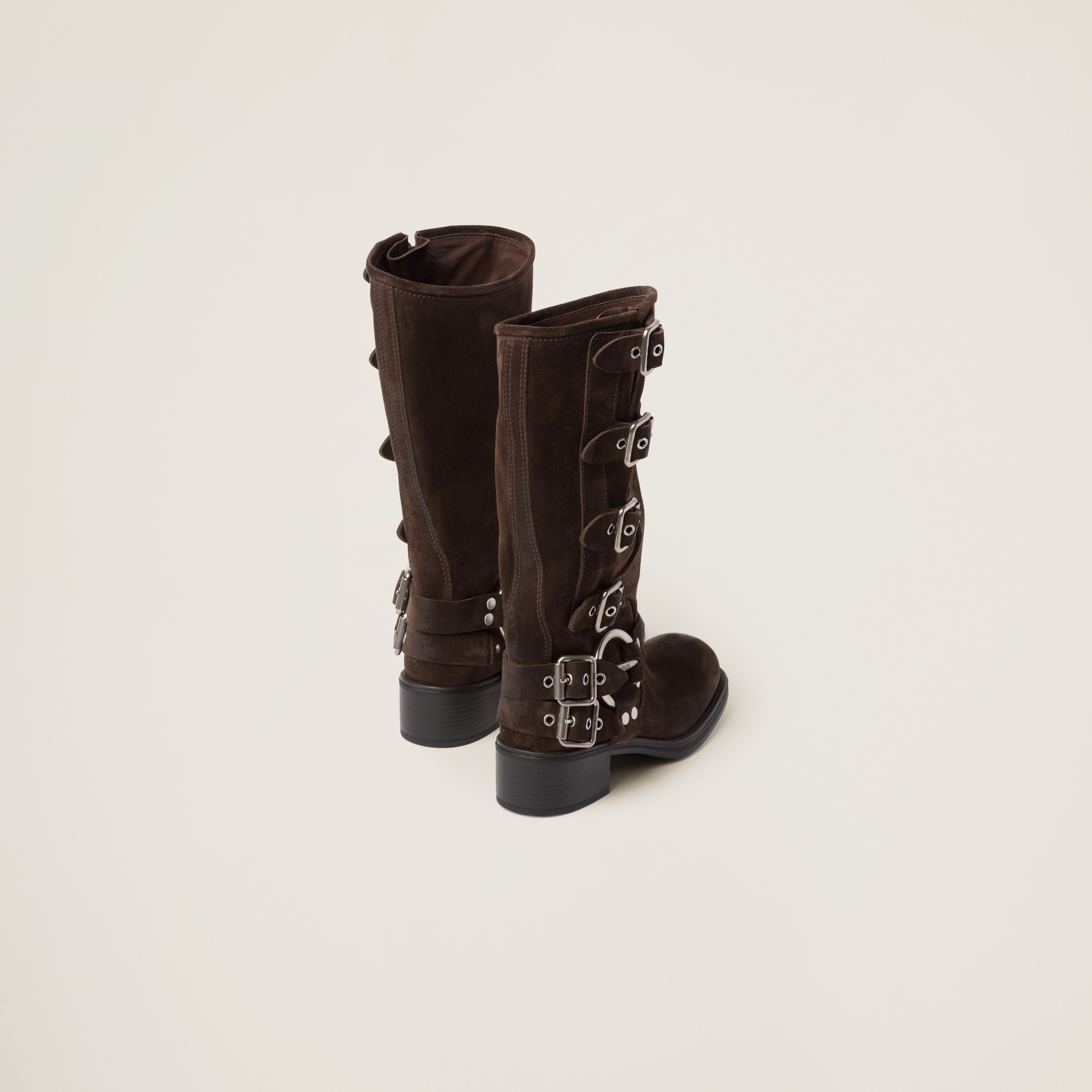 MIUMIU 26S SLIP-ON BOOTIES IN CAMEL BROWN SUEDE WITH SHEARLING