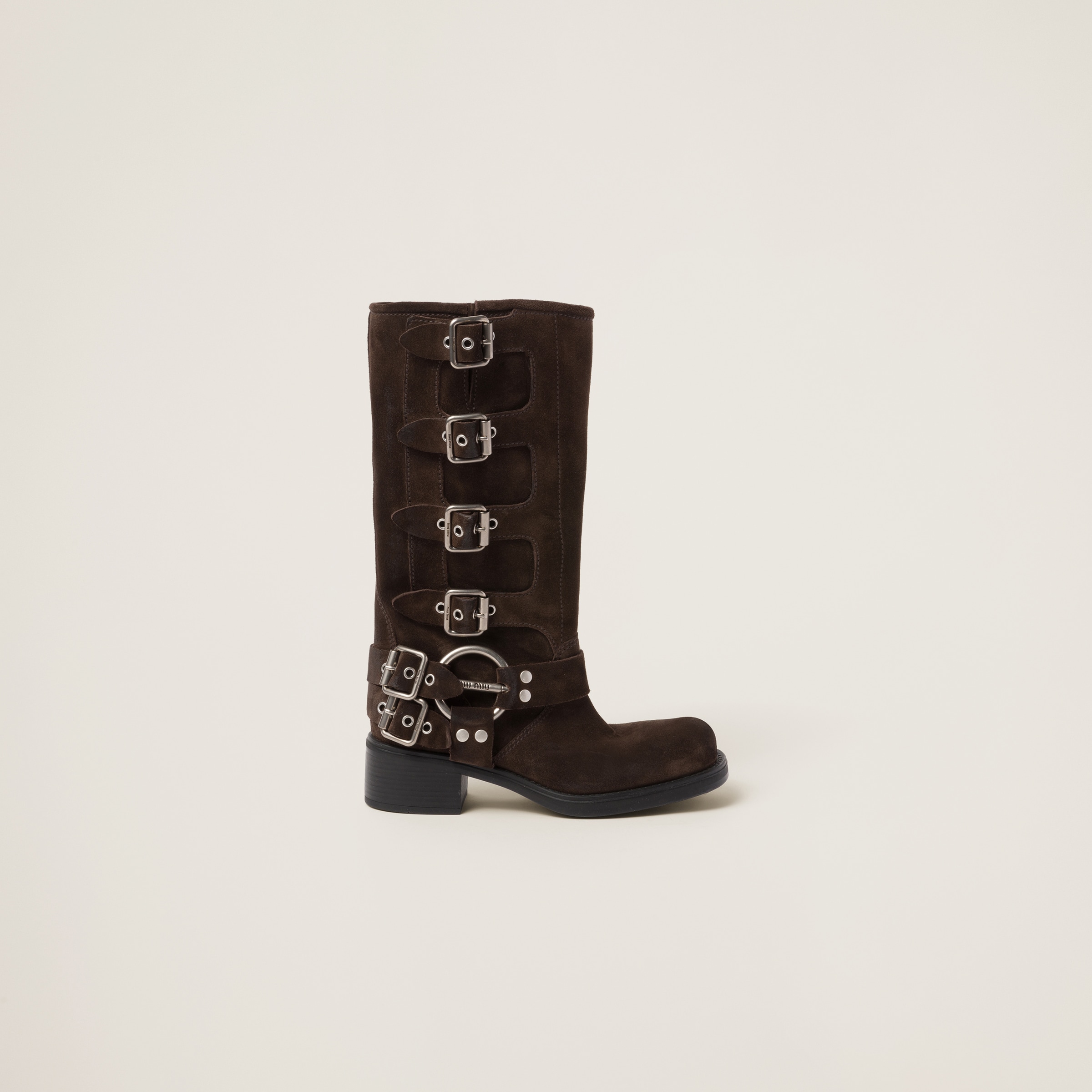 Dark Brown Suede Boots Miu Miu