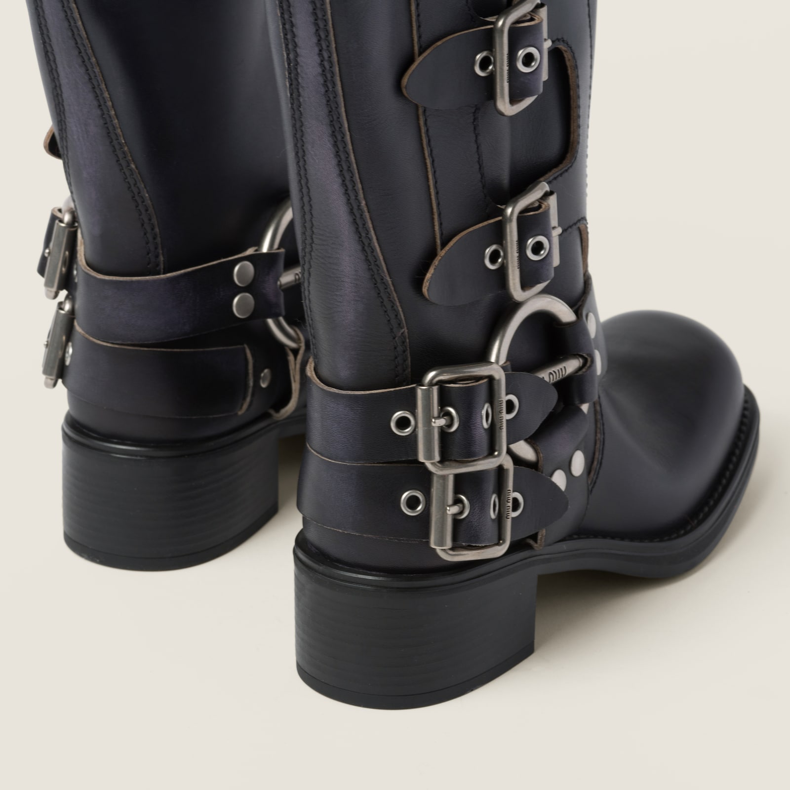 MIUMIU 26S MID CALF BOOT IN DARK BROWN CALFSKIN main image 0