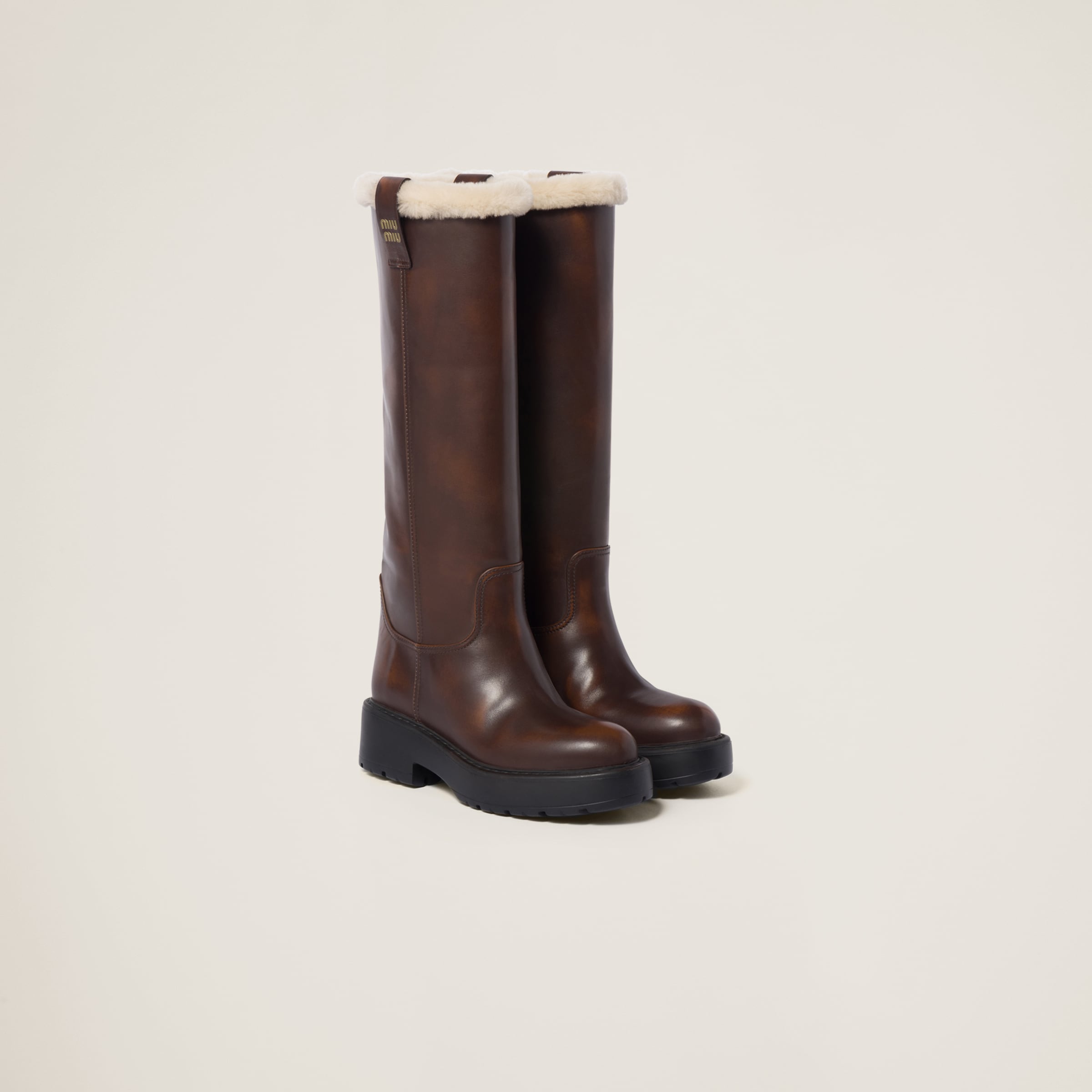 Miu miu leather best sale boots