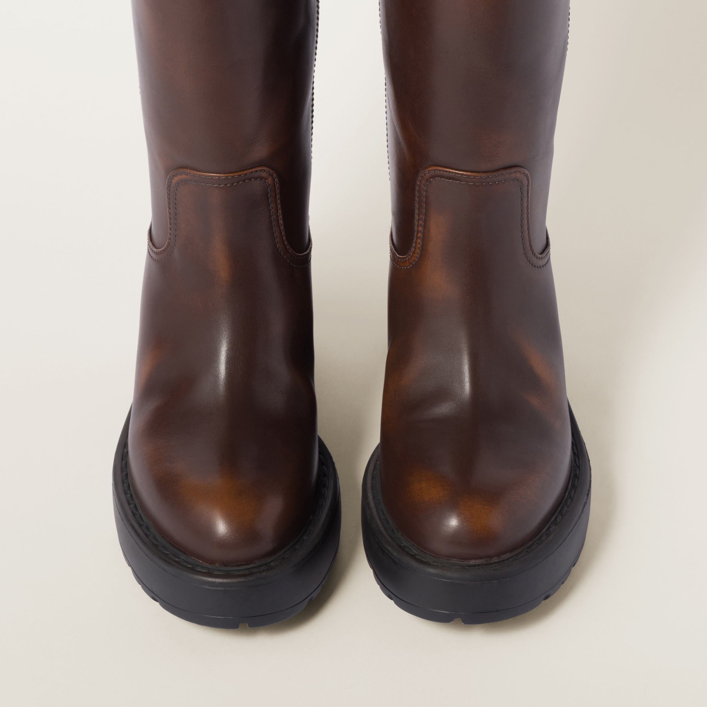 Sienna Fumé Leather Boots | Miu Miu