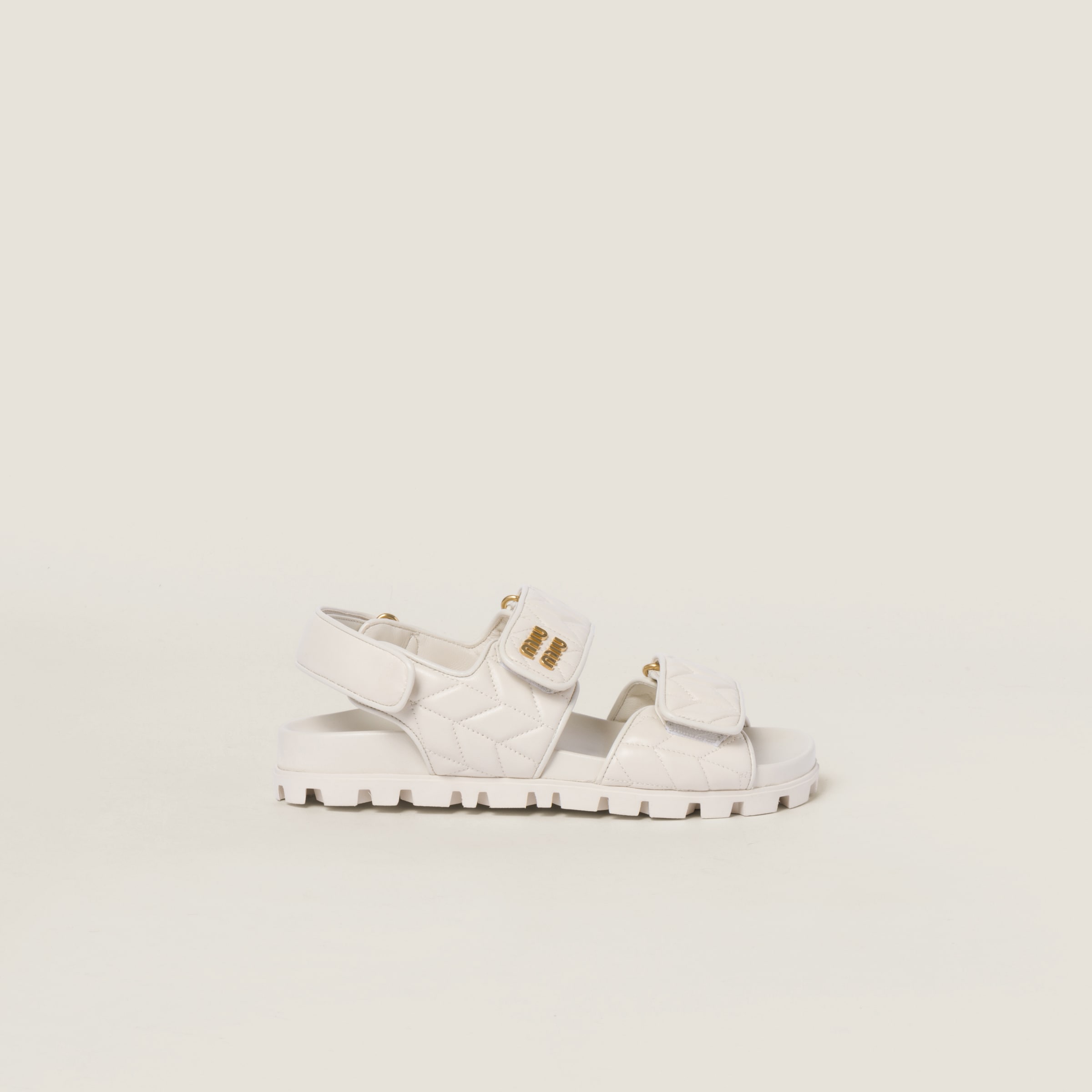 MIU MIU SPORTY MATELASSÉ NAPPA LEATHER SANDALS