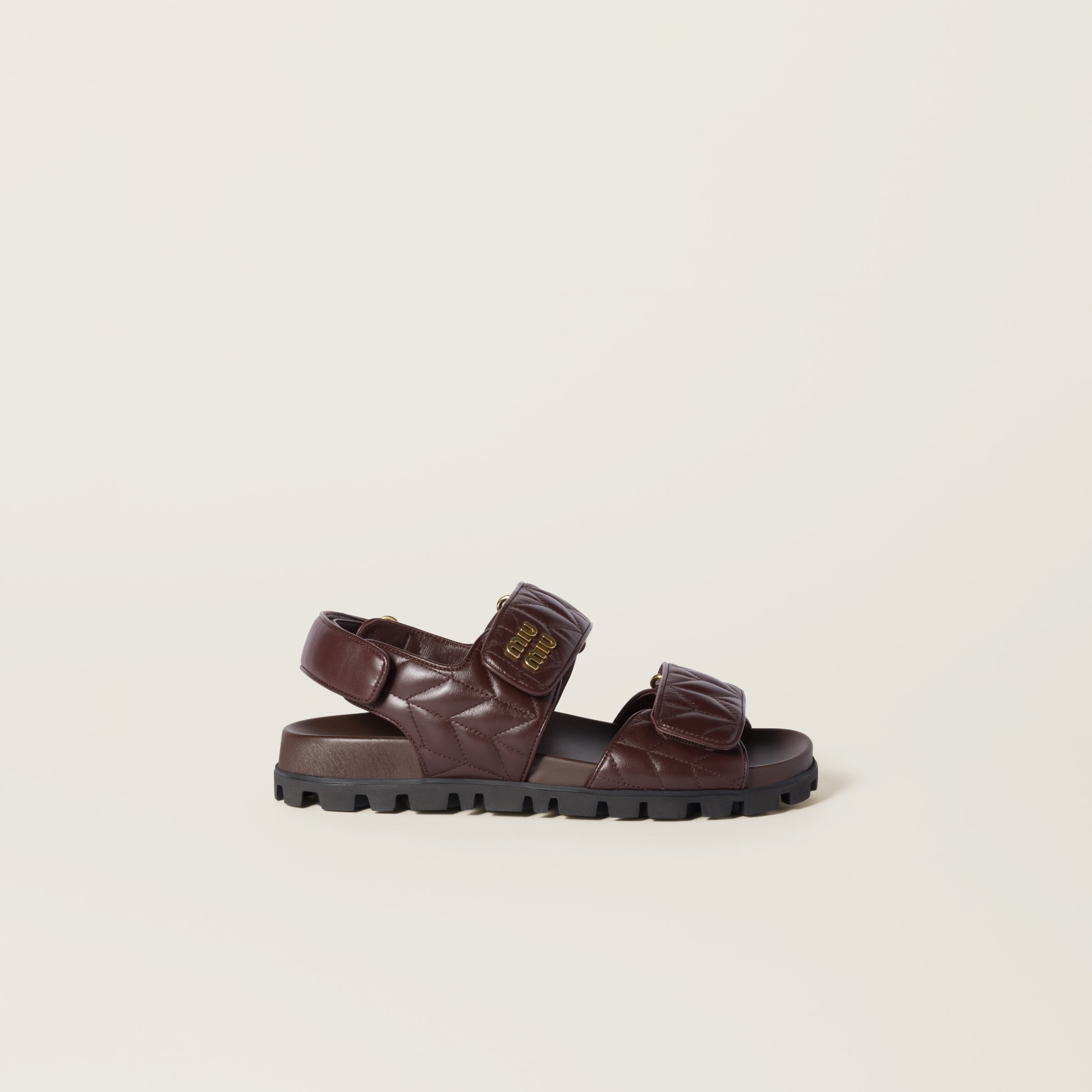 Briarwood Sporty Matelassé Nappa Leather Sandals | Miu Miu