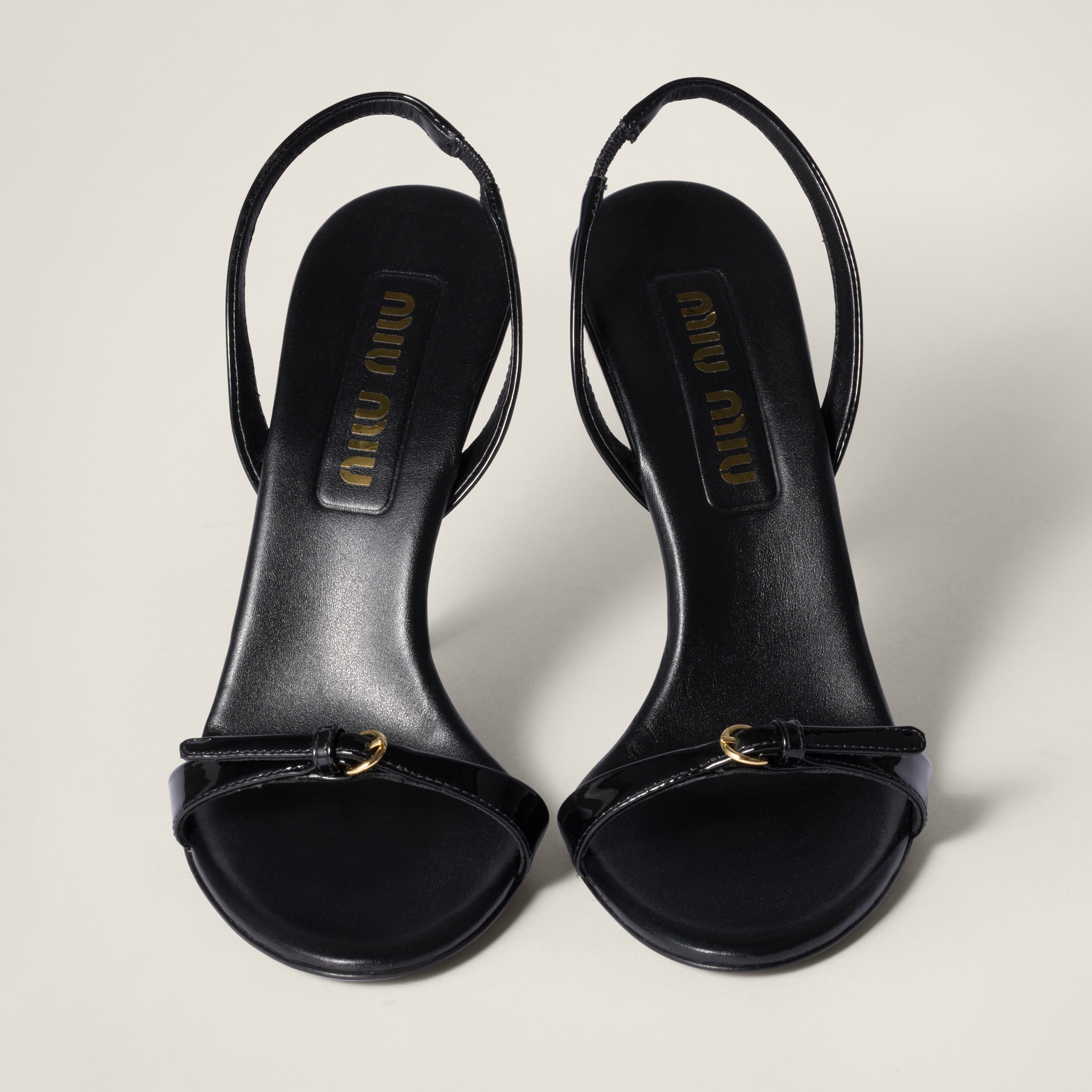 Miu Miu Patent Leather Sandals In Black