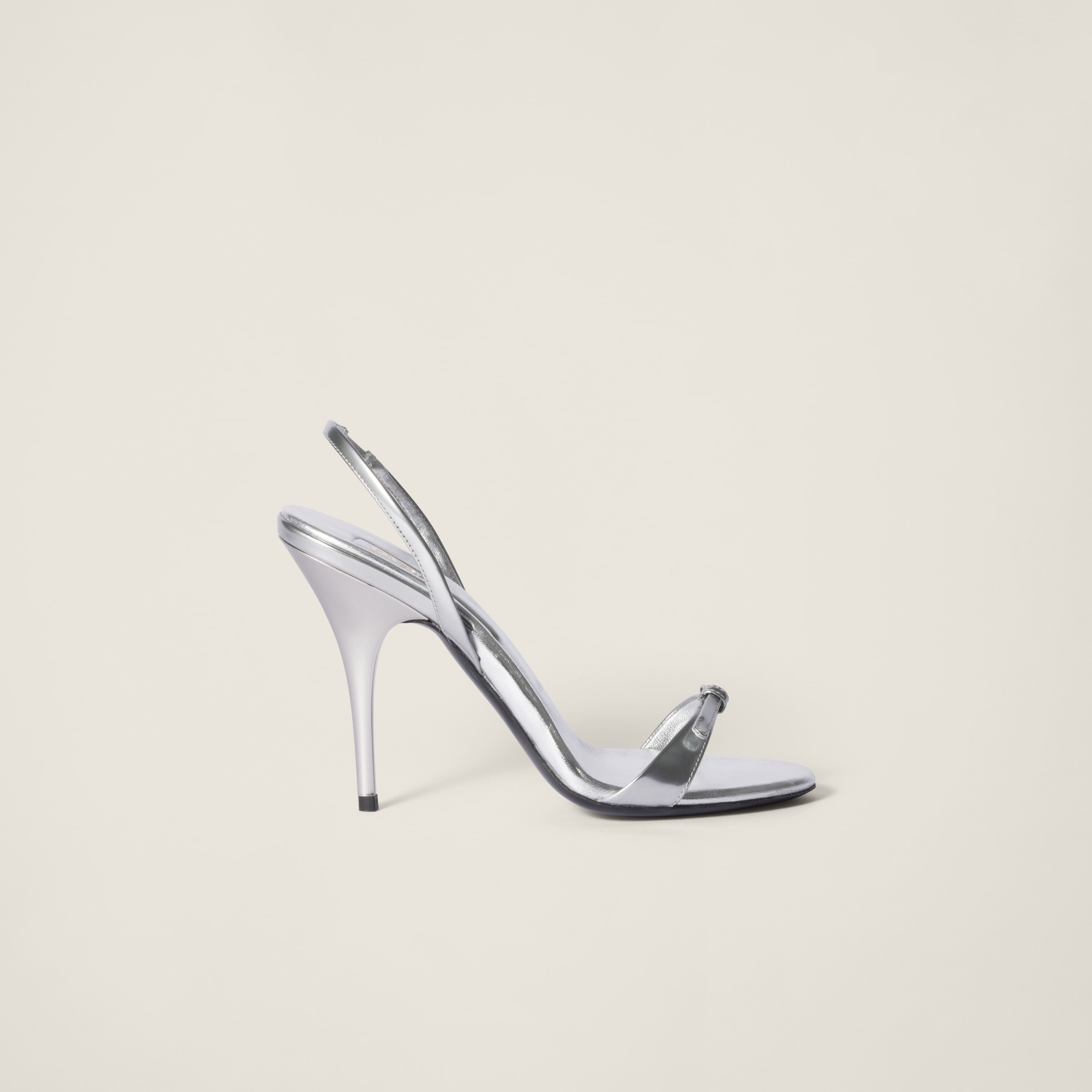 Miu Miu Metallic Leather Sandals In Silver