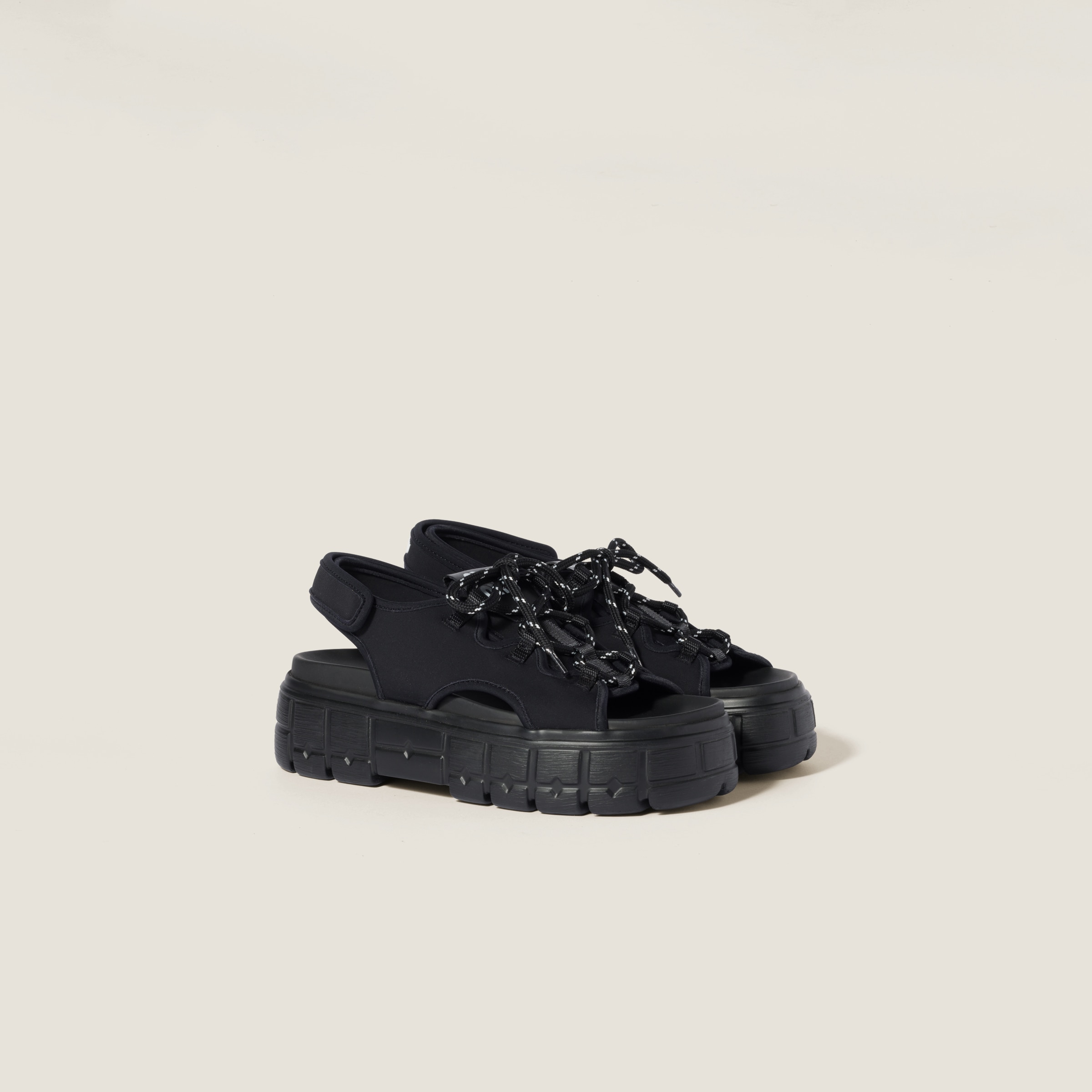 Miu Miu Chunky Neoprene Sandals In Black