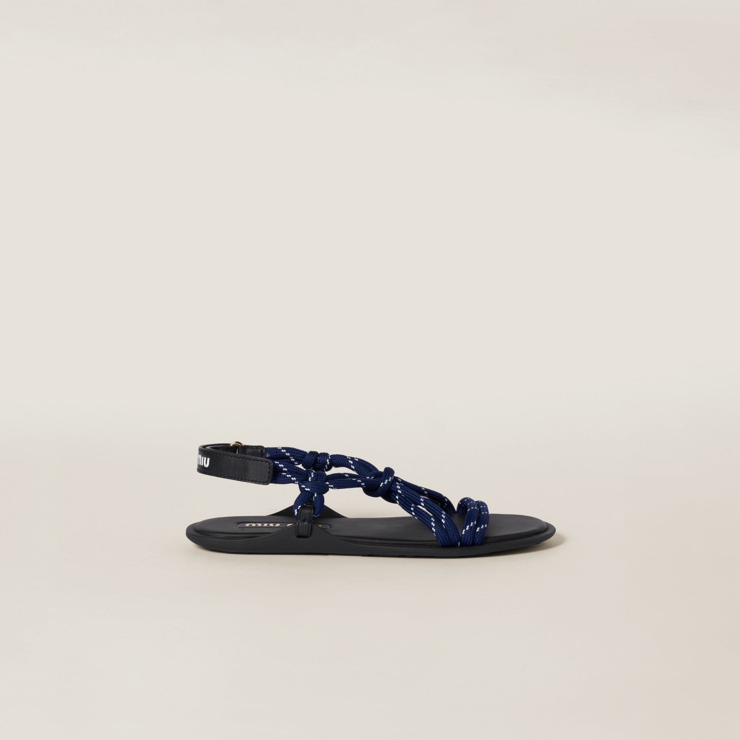 MIU MIU RIVIERE CORD AND LEATHER SANDALS