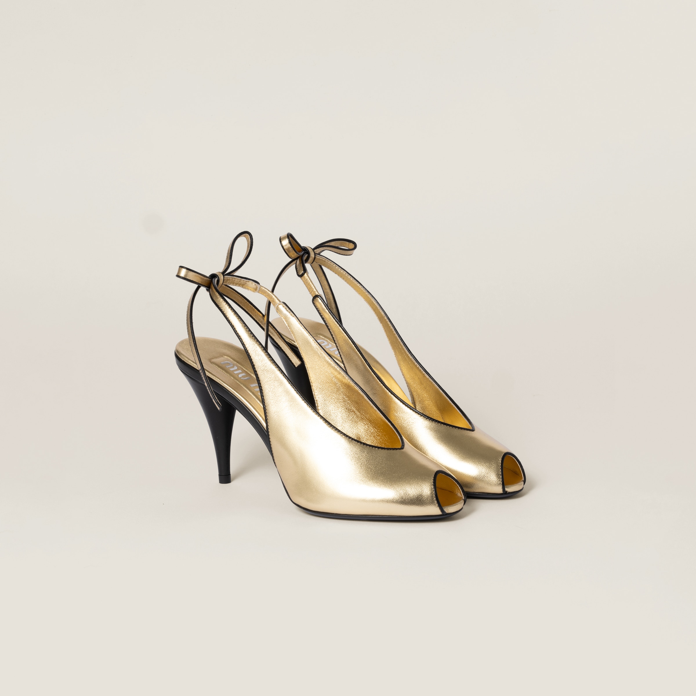 MIU MIU★Mordore ナッパレザー&グログランパンプス Mordoré nappa leather slingbacks - Collection Collections