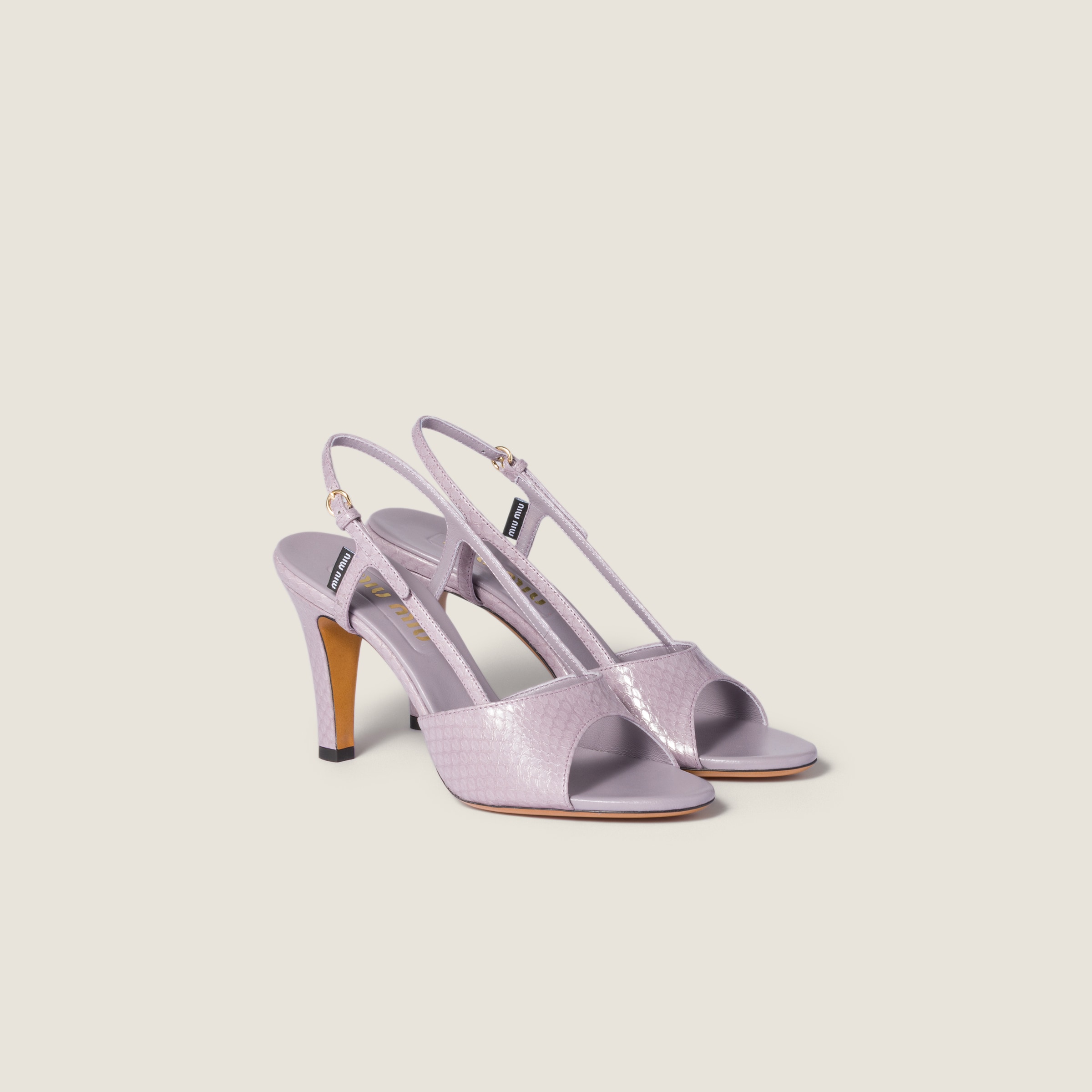 Miu Miu Slingback Heeled Sandals In Purple