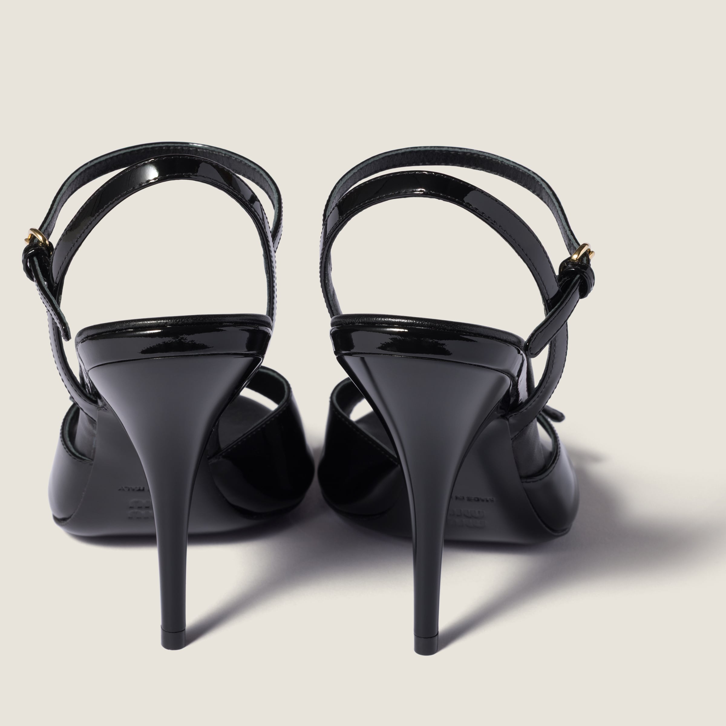 Miu Miu Patent Leather Sandals With Buckles In Black
