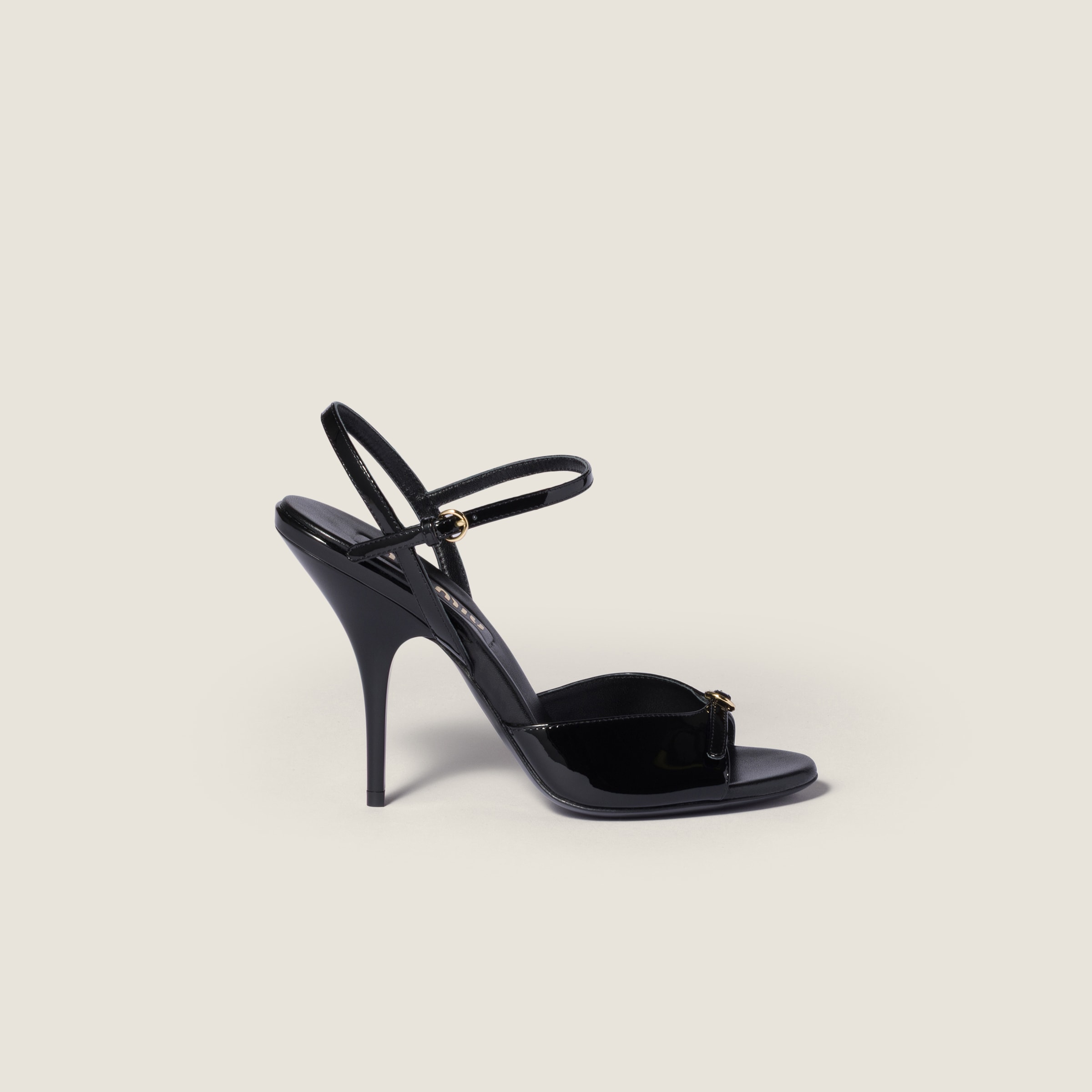 Miu Miu Patent Leather Sandals With Buckles In Black