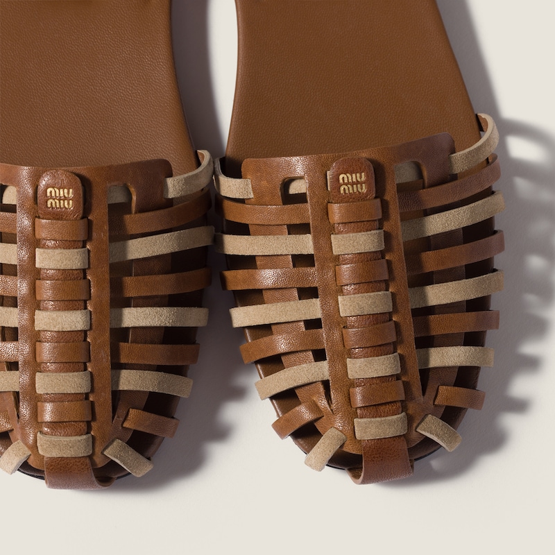 Nappa and suede leather sandals
