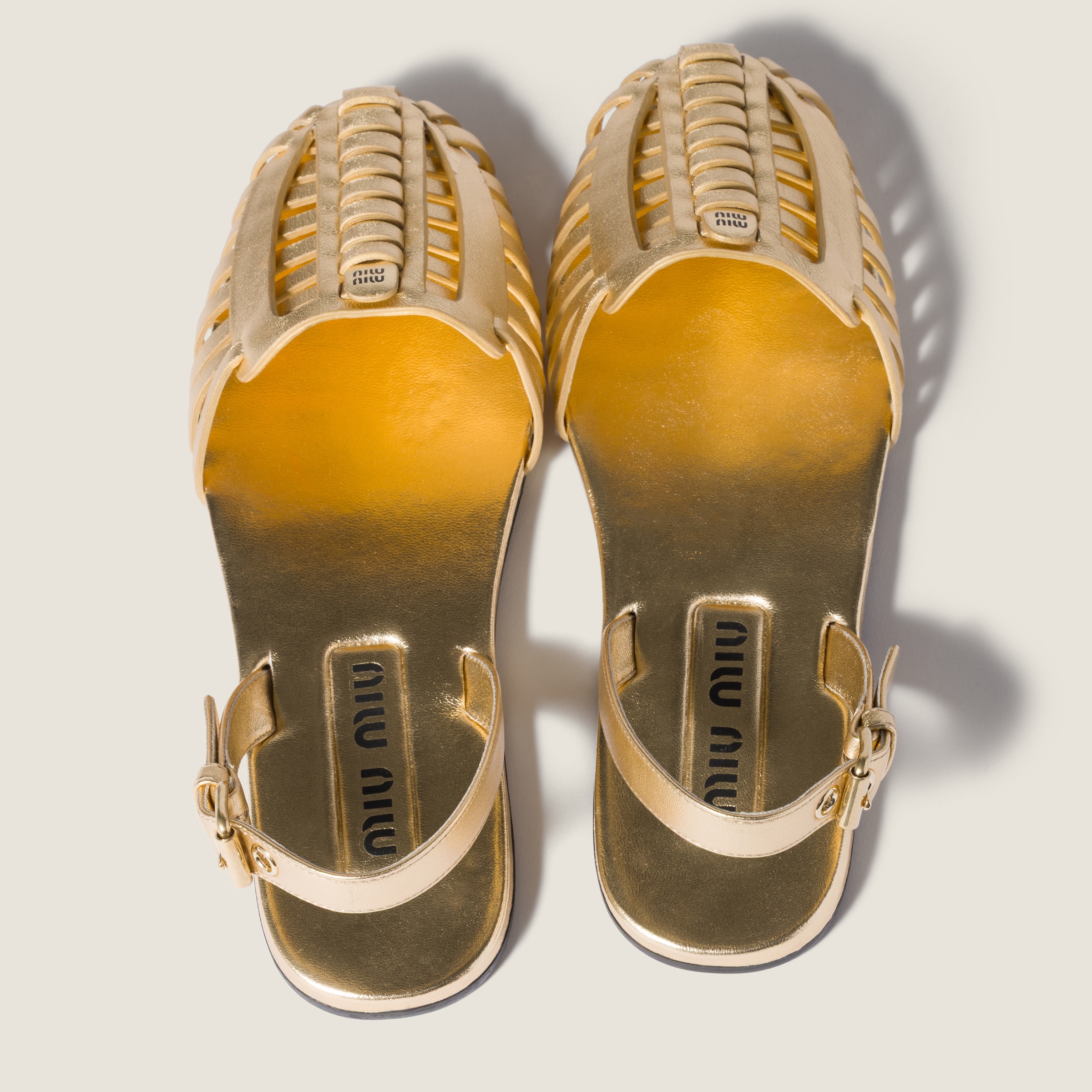 Platinum Laminated Nappa Leather Fisherman Sandals | Miu Miu