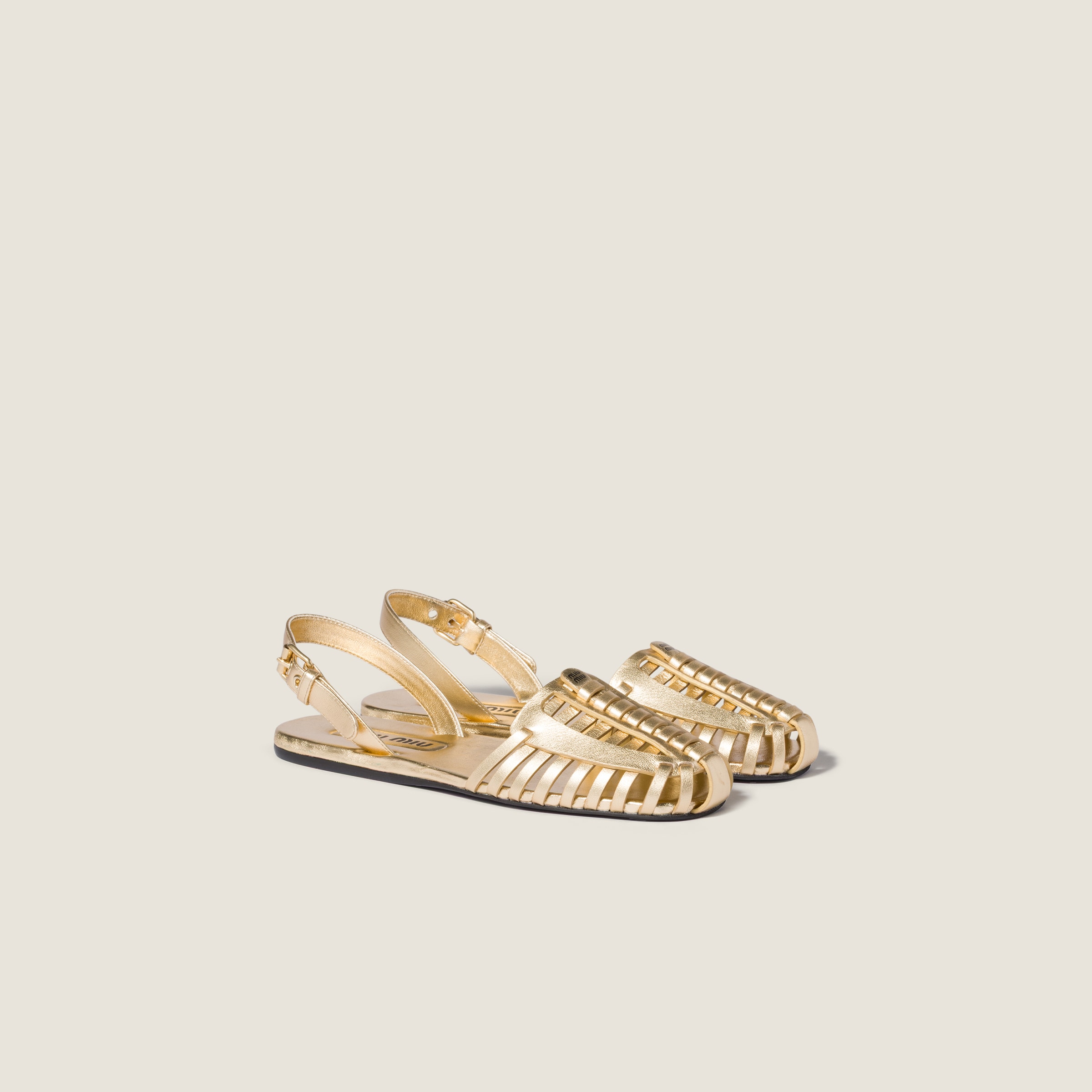 Laminated nappa leather fisherman sandals from Miu Miu - $1,290