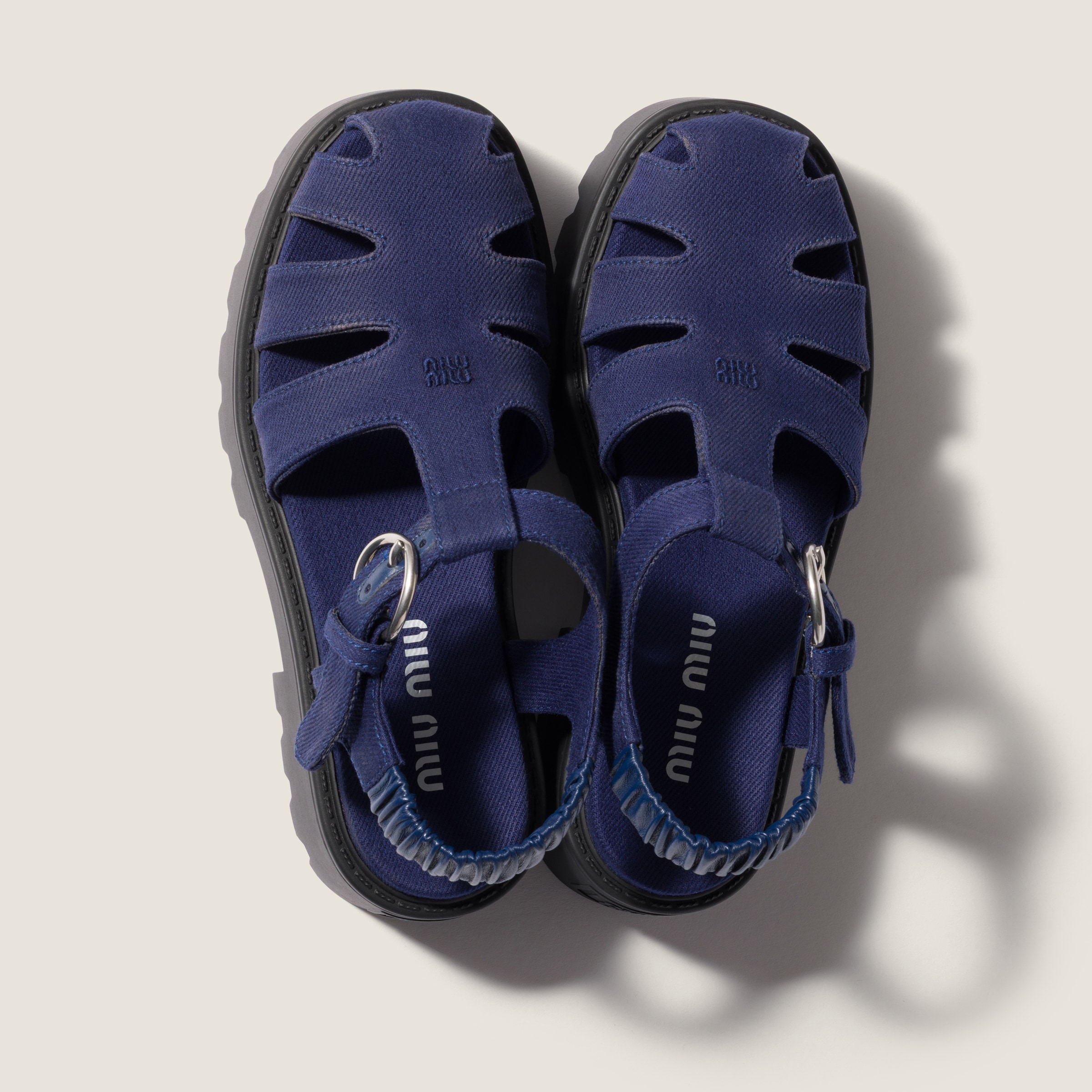 Ink Blue Gabardine Sandals | Miu Miu - United States