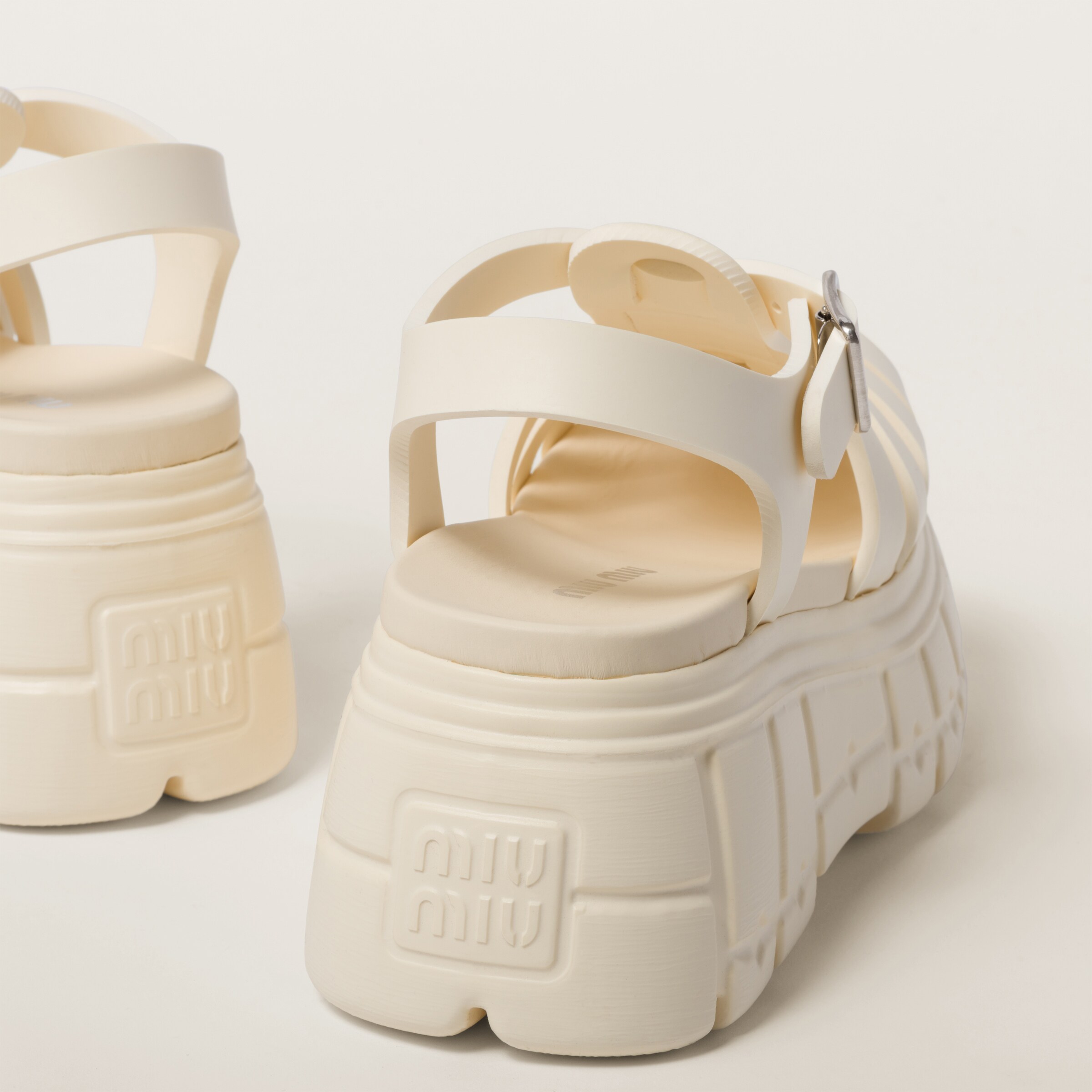Ivory Eva Platform Sandals Miu Miu