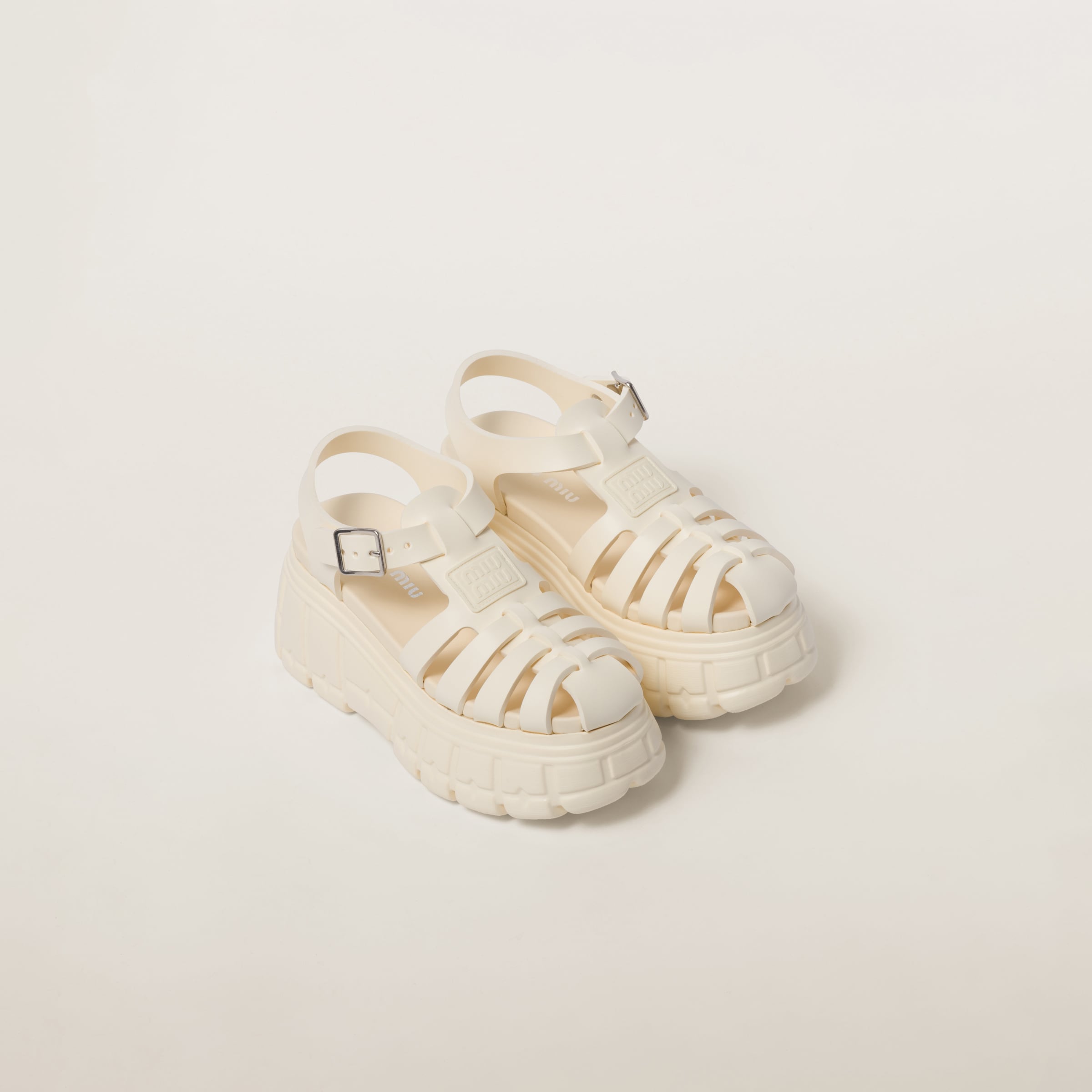 Ivory Eva Platform Sandals Miu Miu