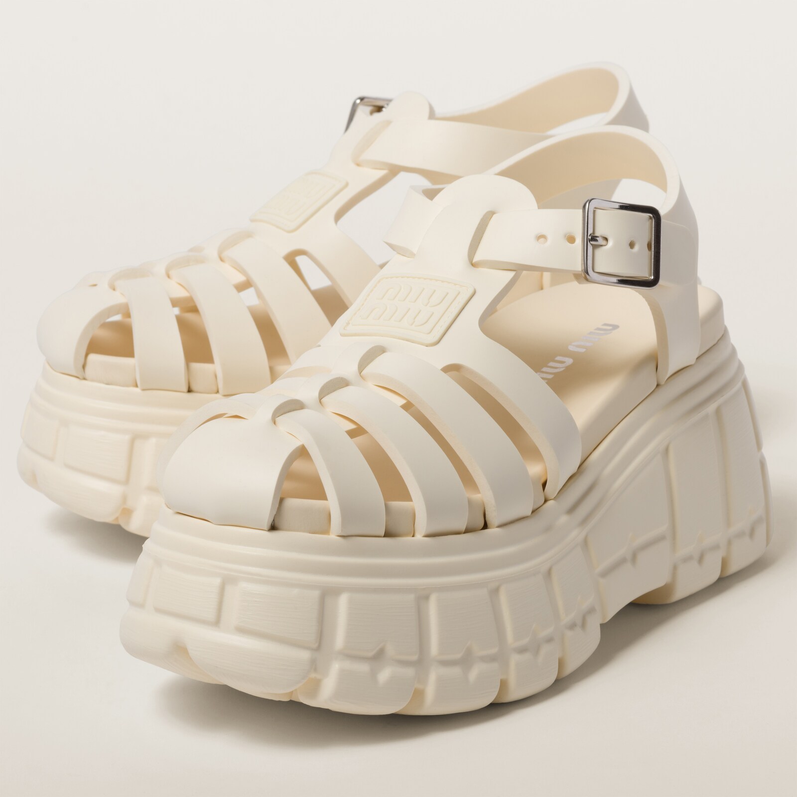 Ivory Eva Platform Sandals Miu Miu