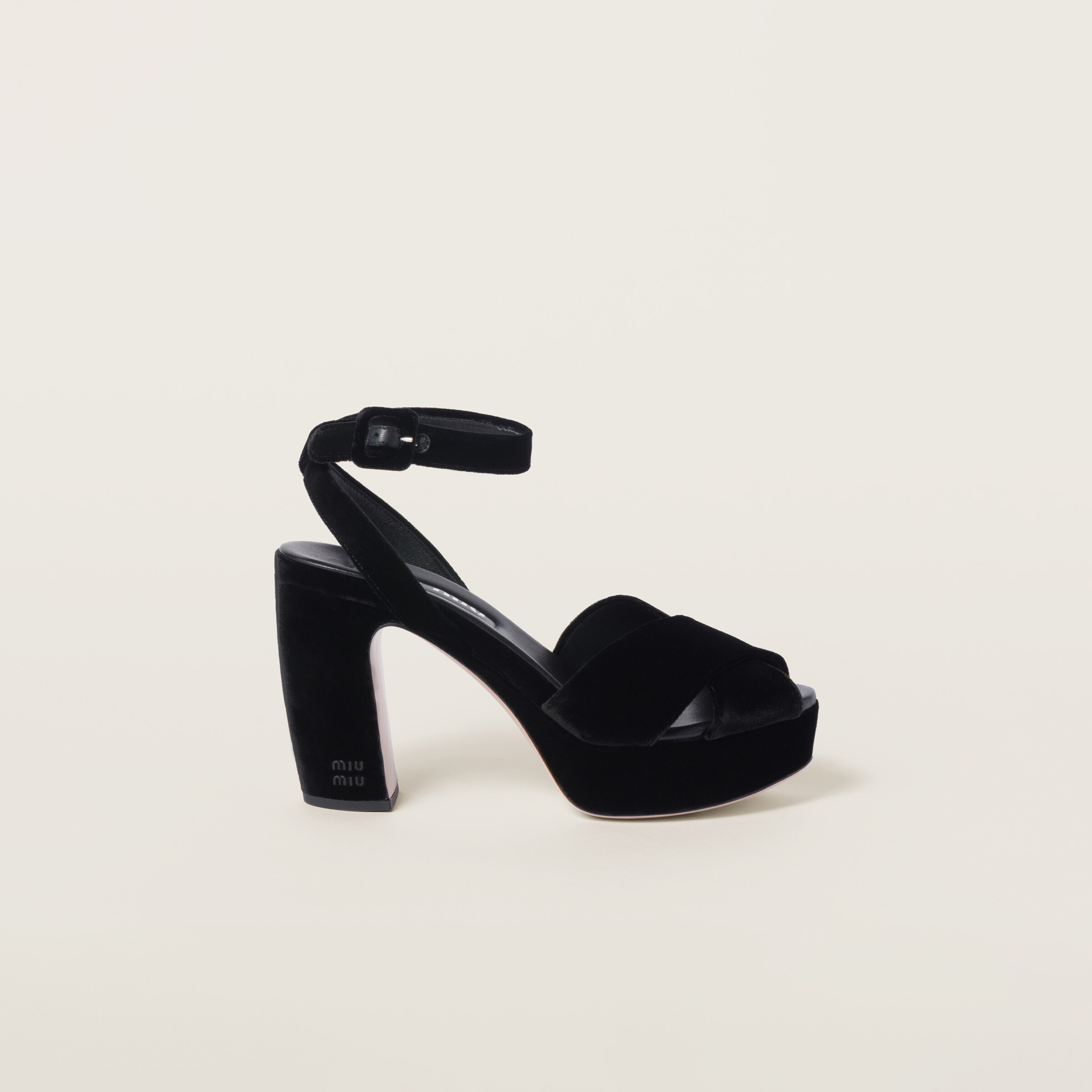 Miu miu hot sale velvet platform sandals