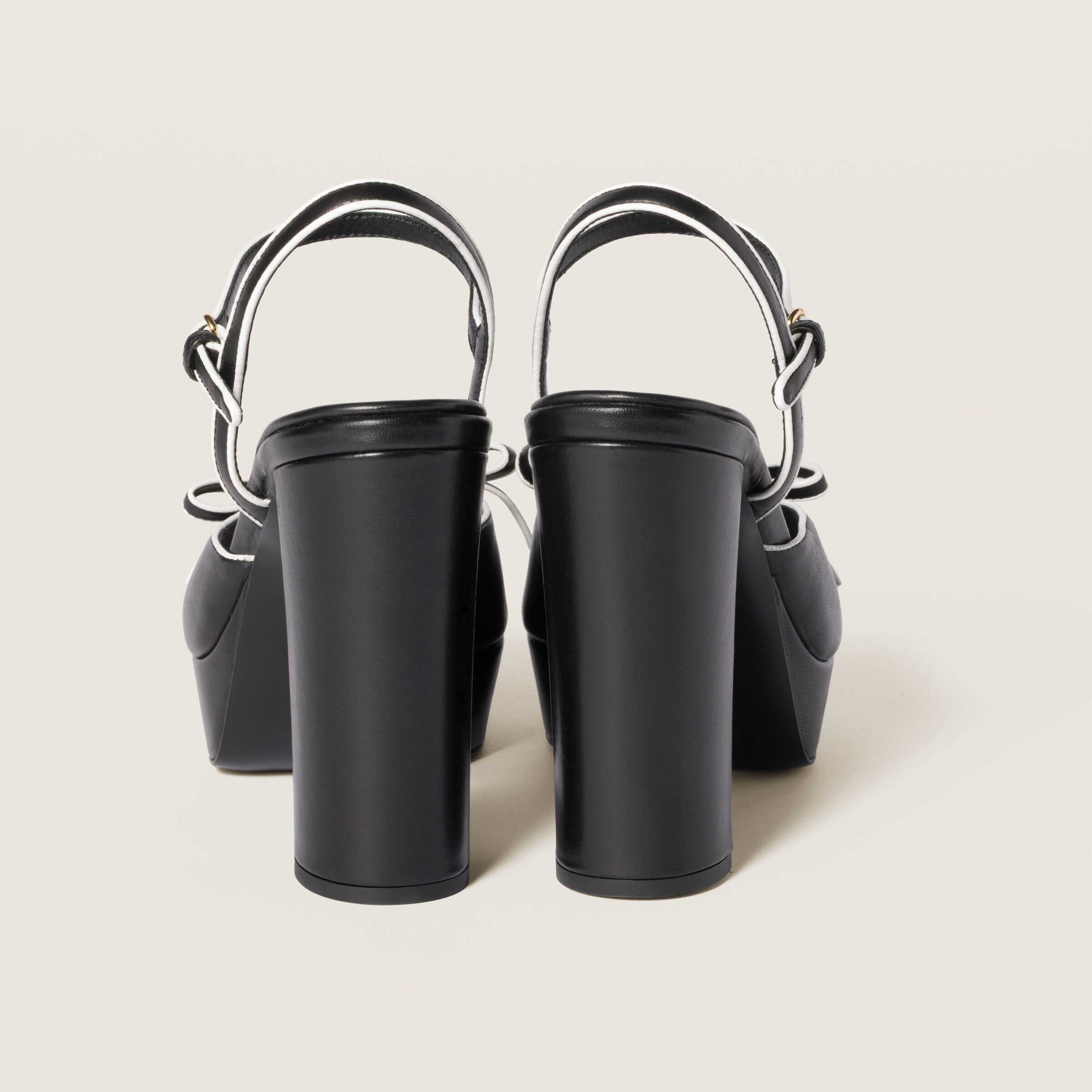Shop Miu Miu Nappa Leather Platform Sandals