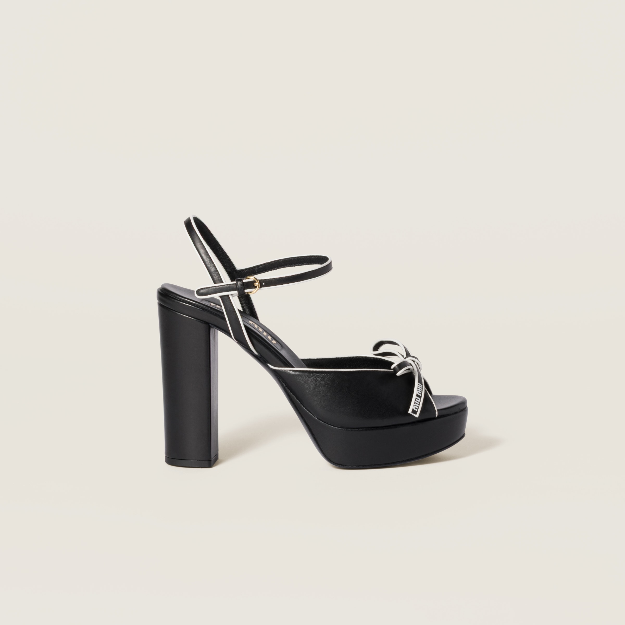 Shop Miu Miu Nappa Leather Platform Sandals