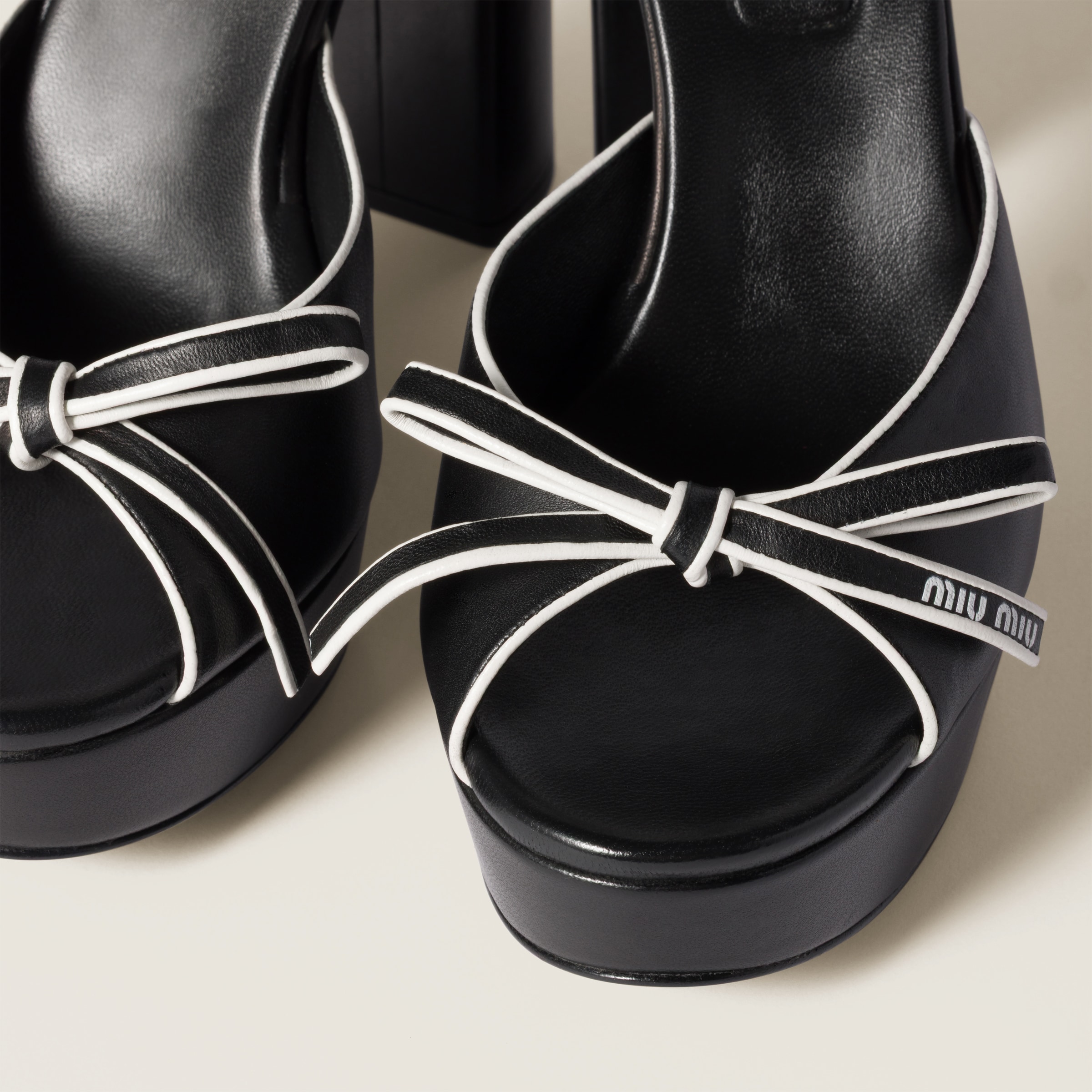 Shop Miu Miu Nappa Leather Platform Sandals