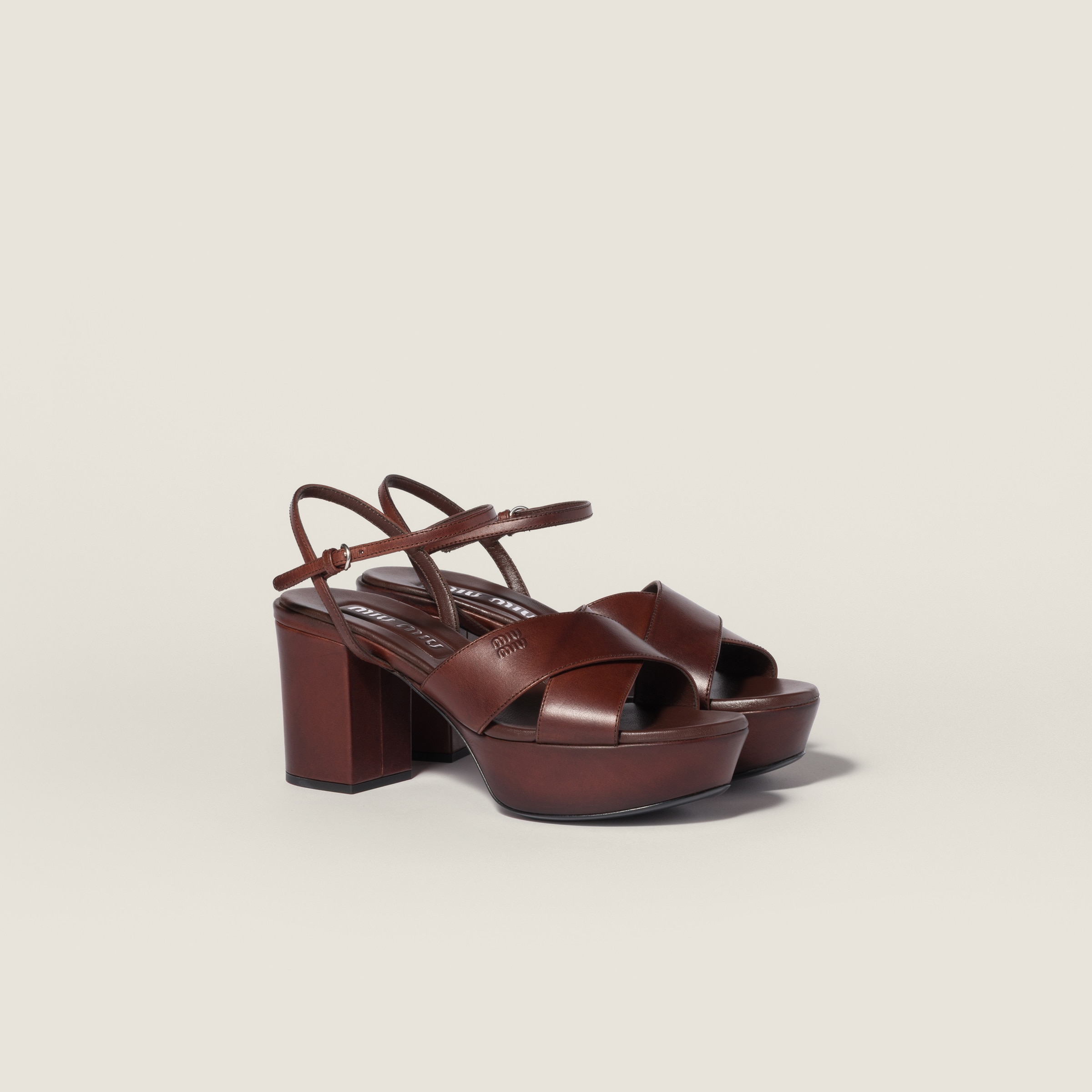 Leather platform sandals from Miu Miu - $1,450