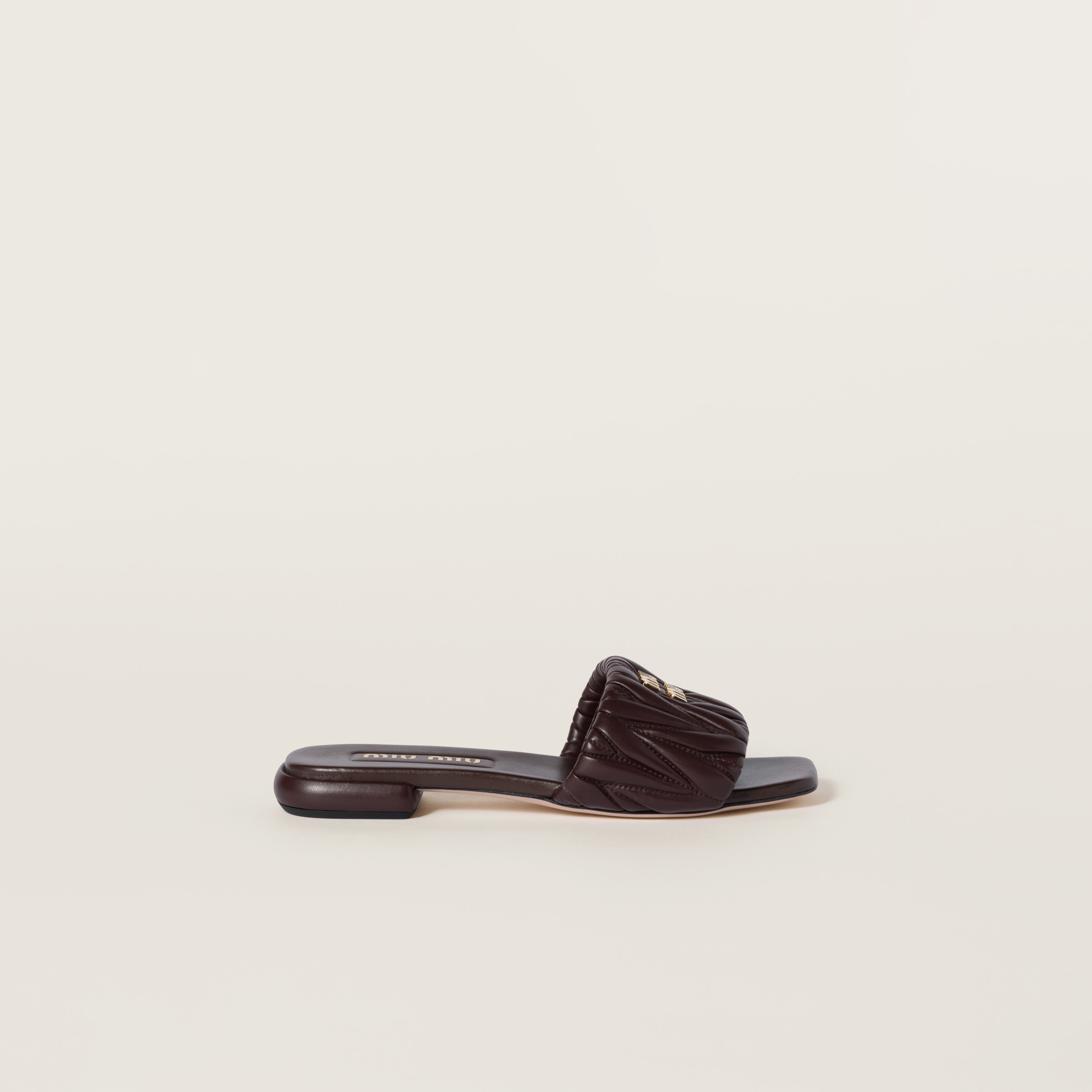 MIU MIU MATELASSÉ NAPPA LEATHER SLIDES