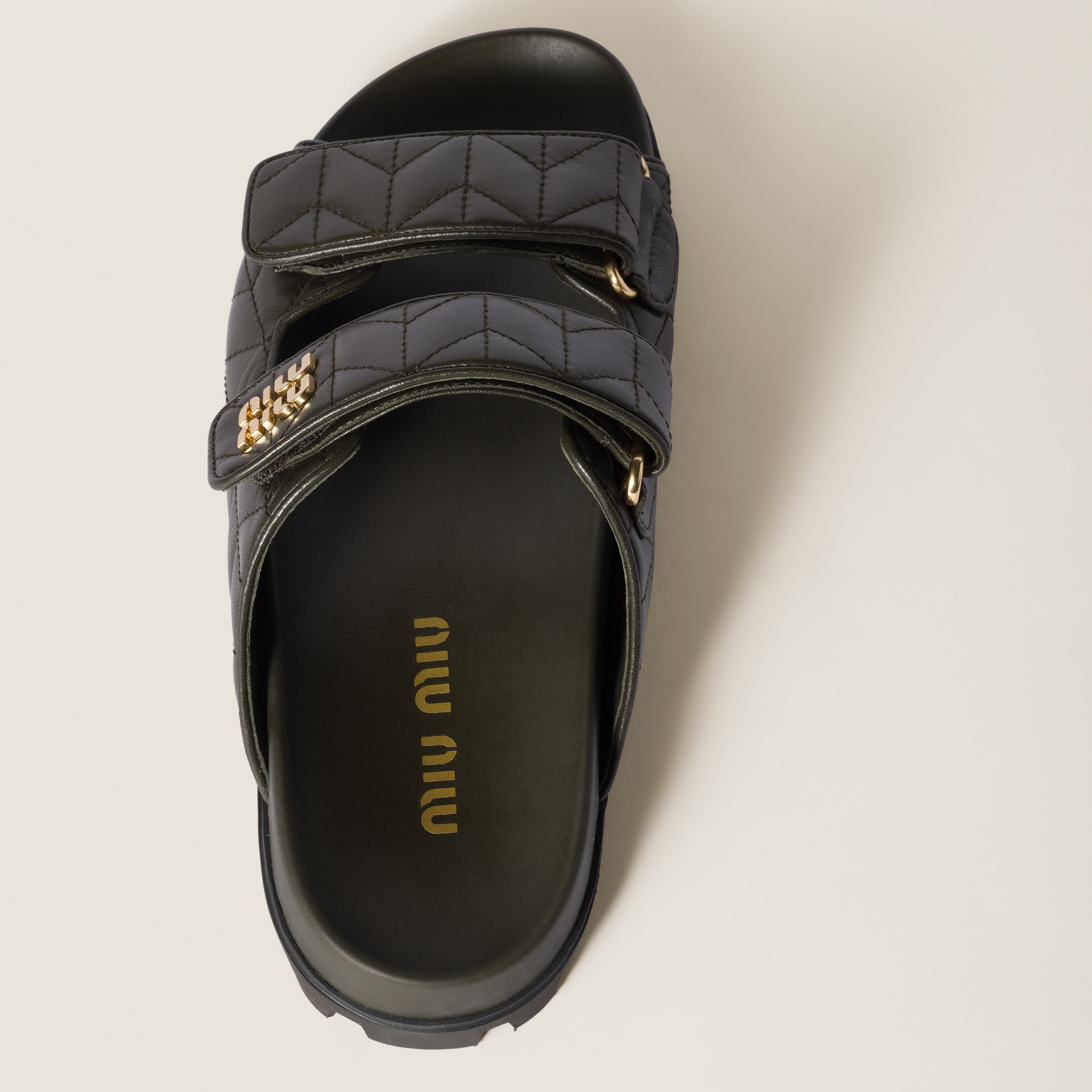 MIU MIU MATELASSÉ NAPPA LEATHER SLIDES