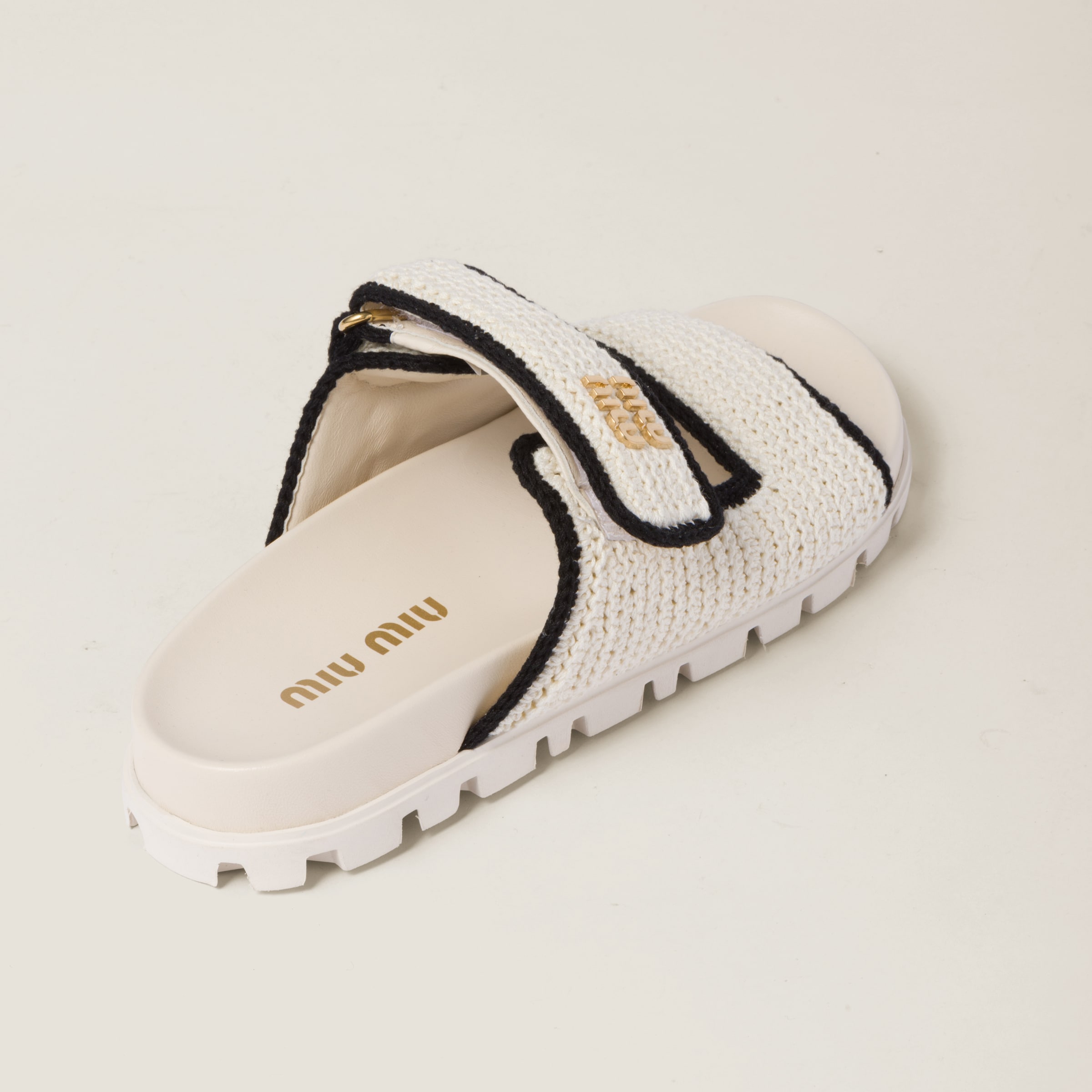 MIU MIU CROCHET KNIT SLIDES