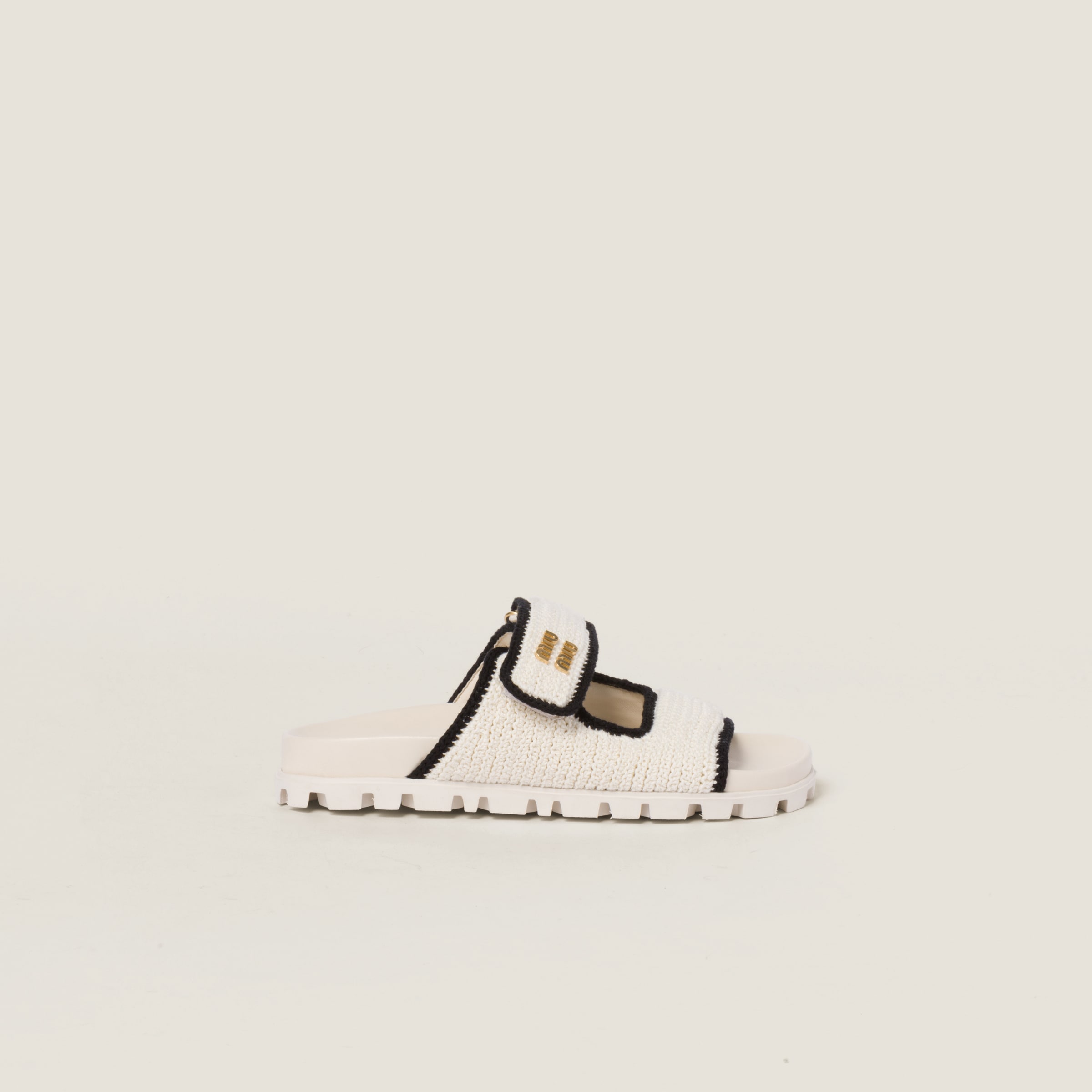 MIU MIU CROCHET KNIT SLIDES