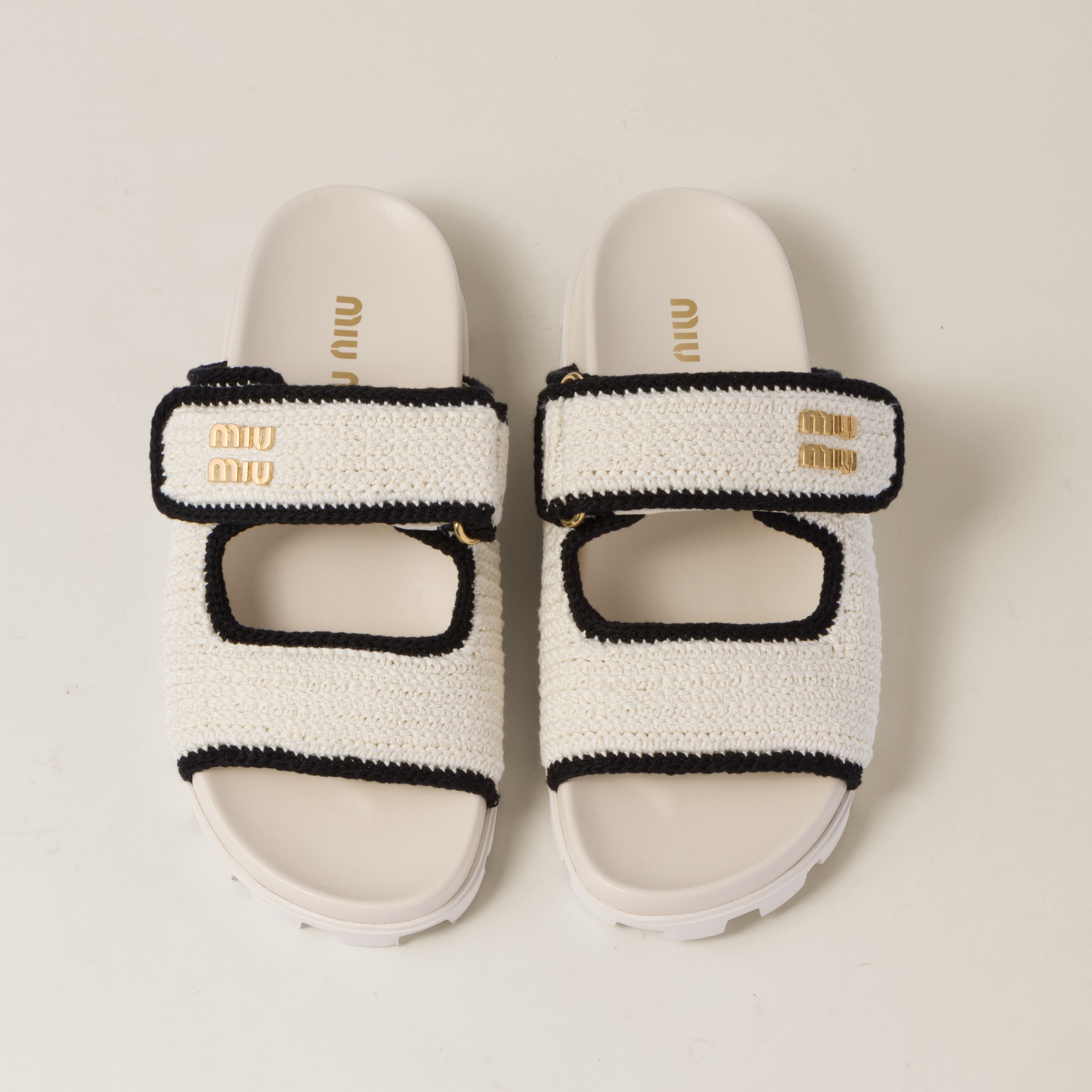 MIU MIU CROCHET KNIT SLIDES