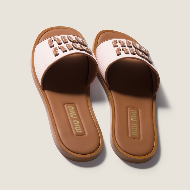 Canvas and leather slides