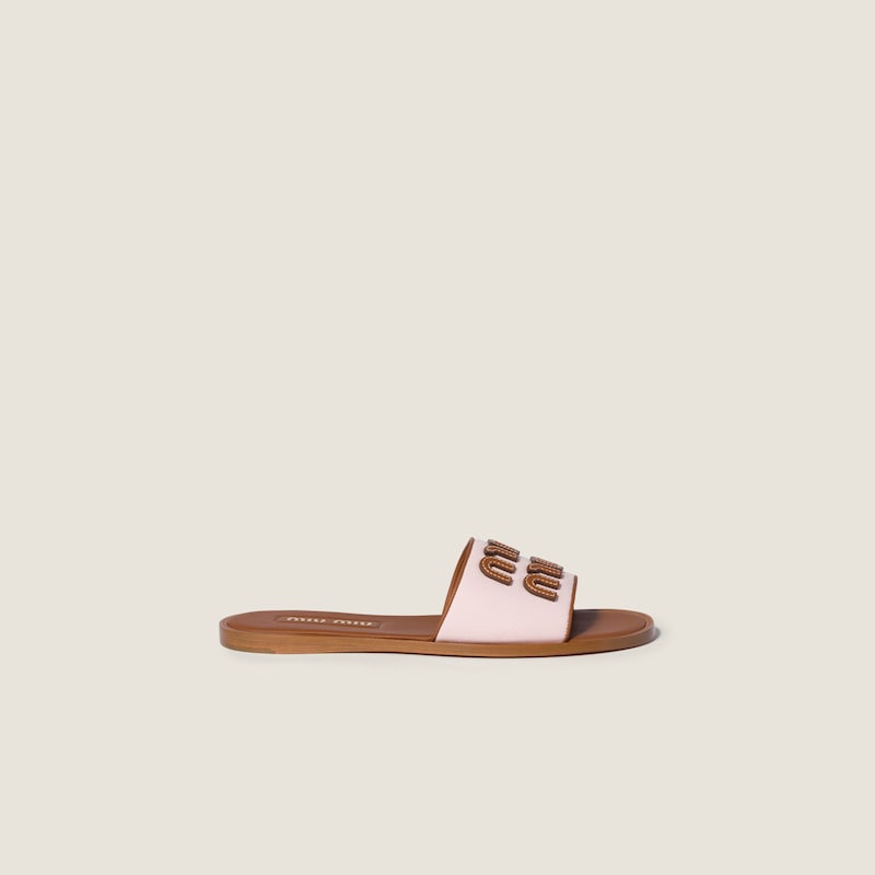 Canvas and leather slides