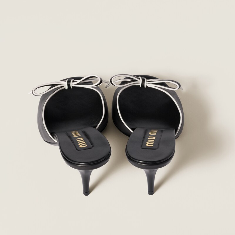 Nappa leather bow mules