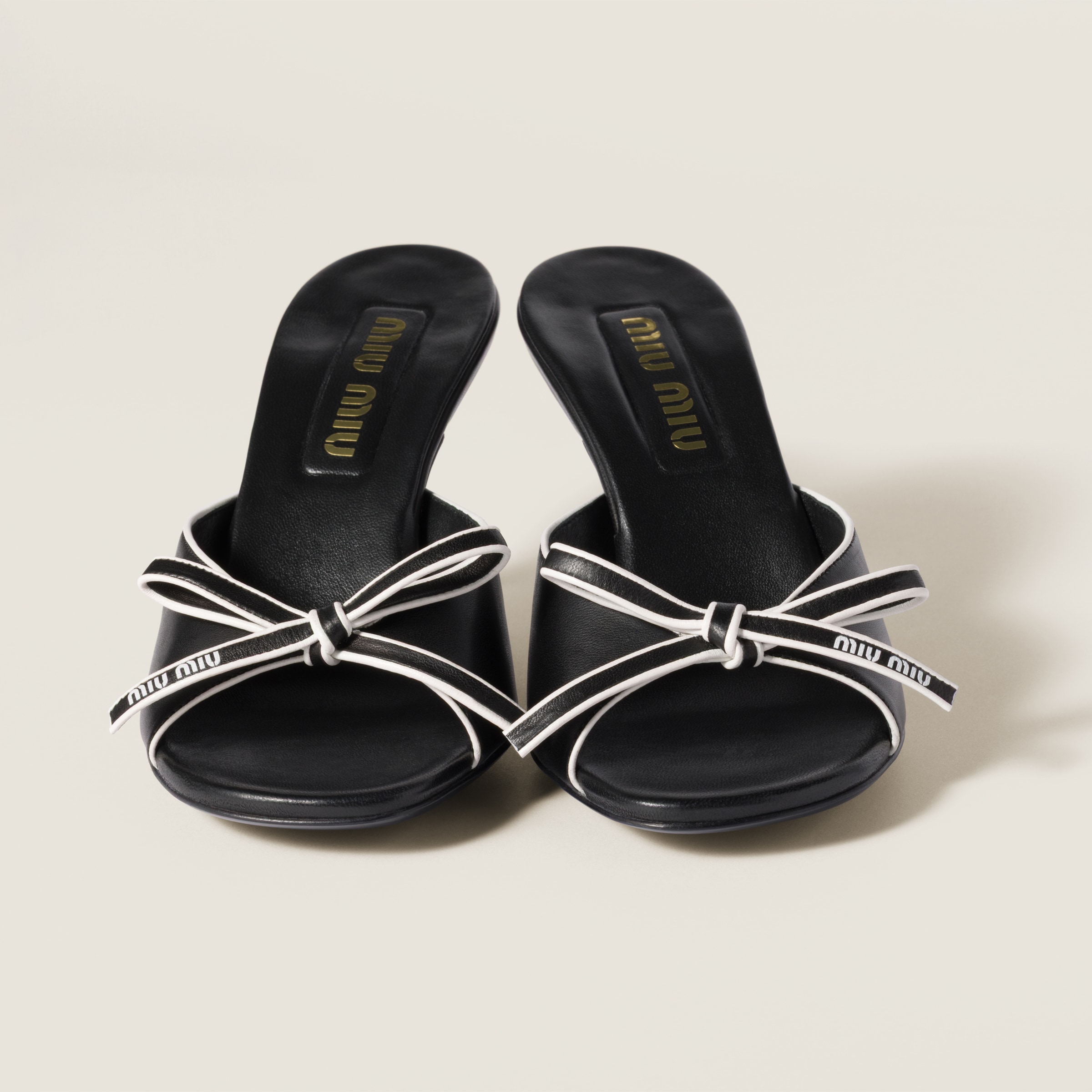 Miu Miu Nappa Leather Bow Mules