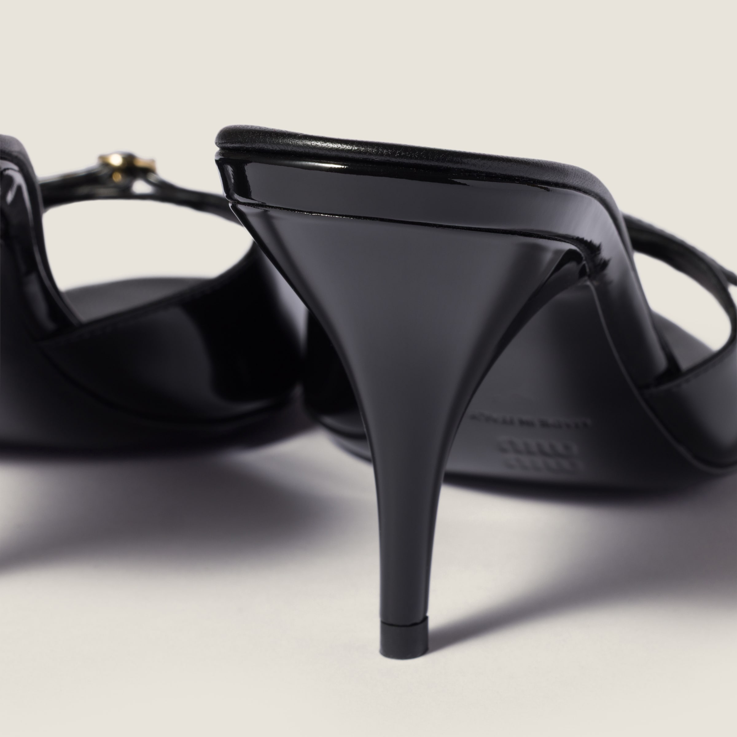 Black Patent Leather Mules With Buckle | Miu Miu