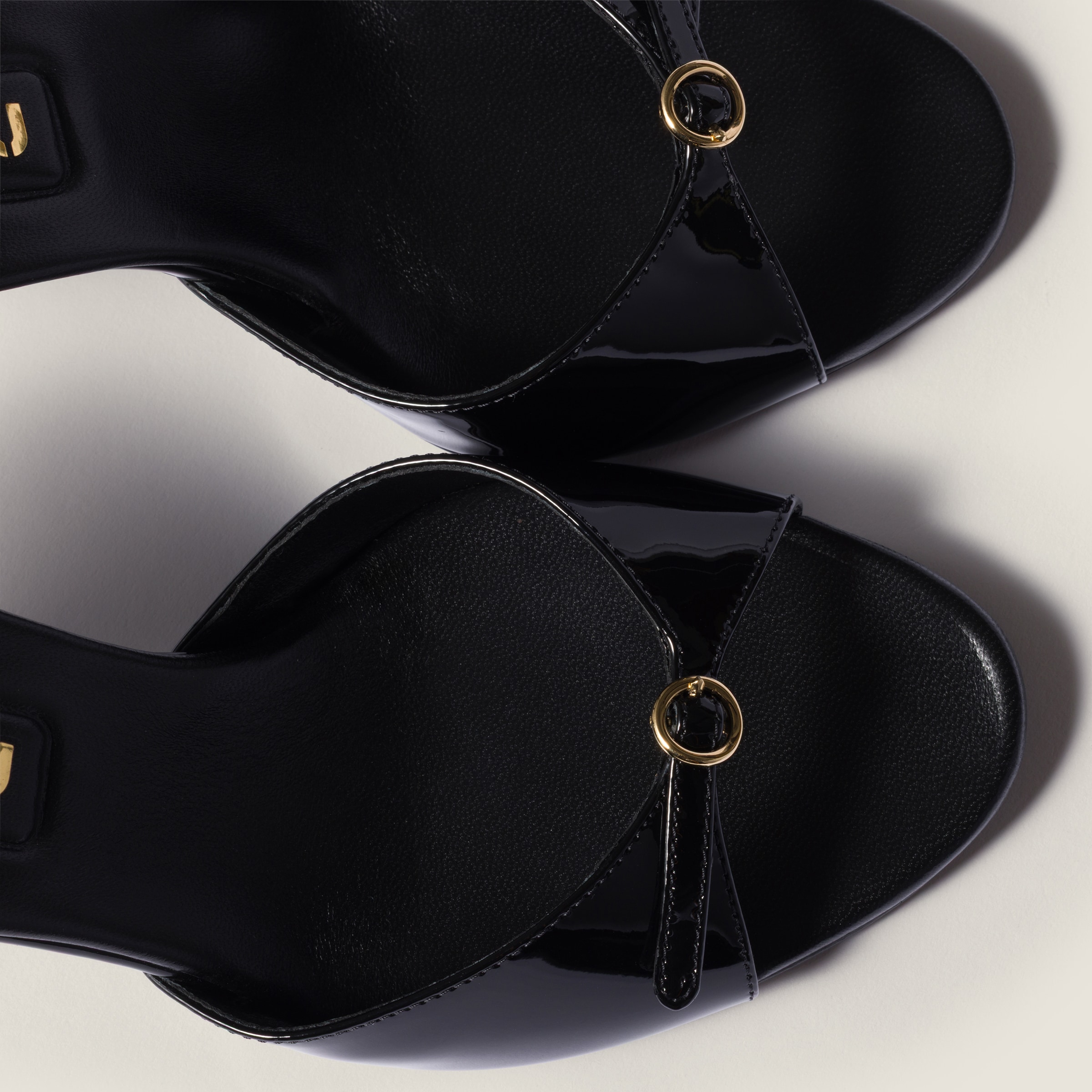 Black Patent Leather Mules With Buckle | Miu Miu
