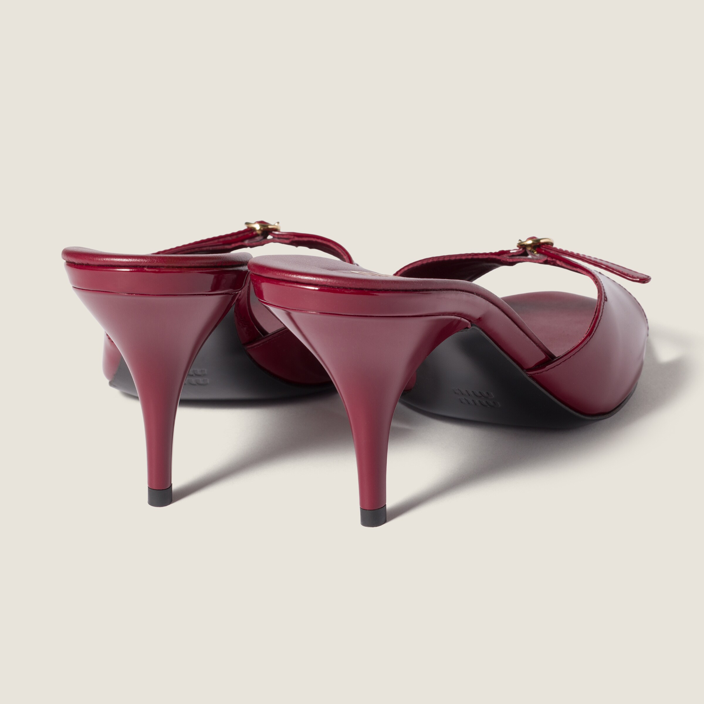 Crimson Patent Leather Mules With Buckle | Miu Miu - Saudi Arabia