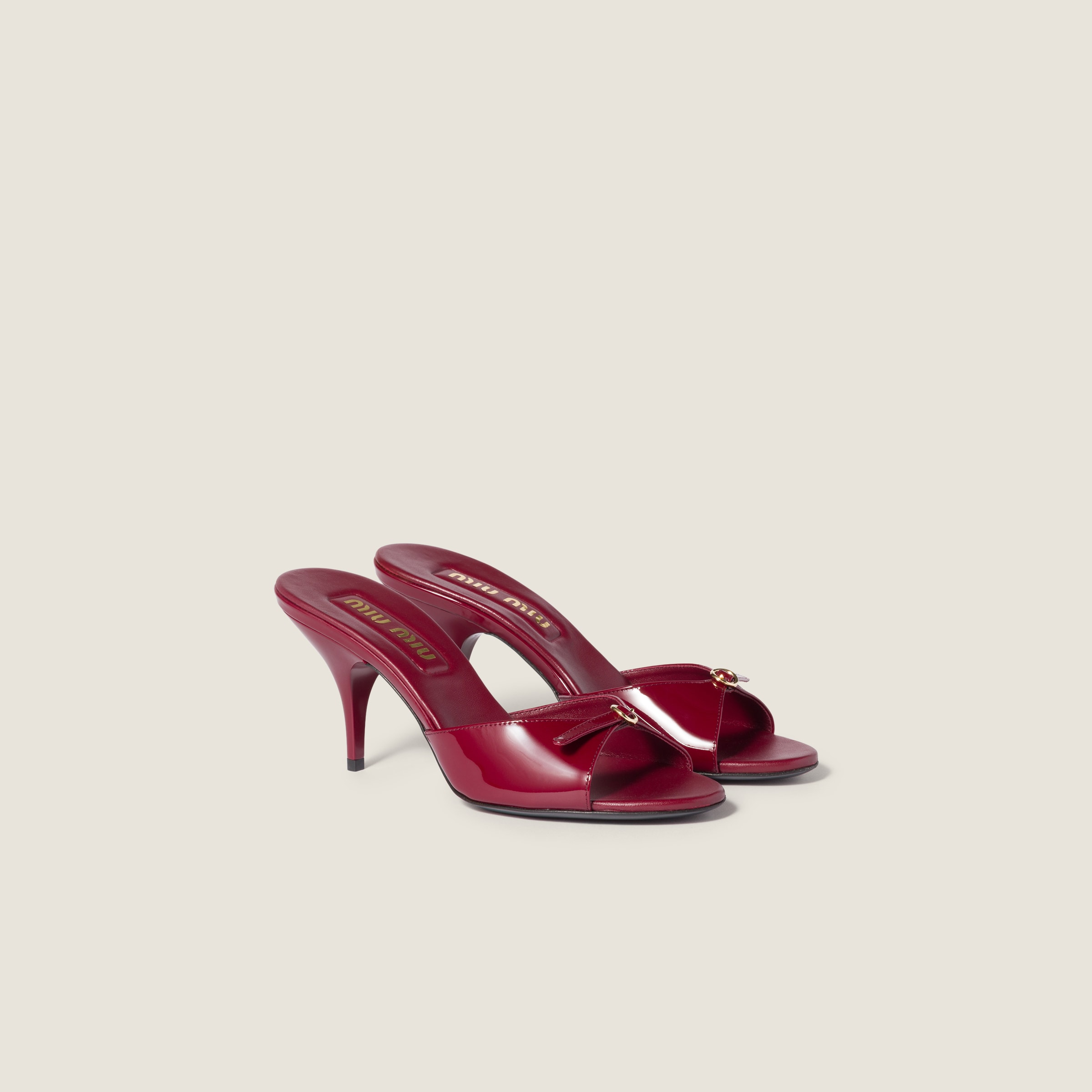 Crimson Patent Leather Mules With Buckle | Miu Miu - Saudi Arabia