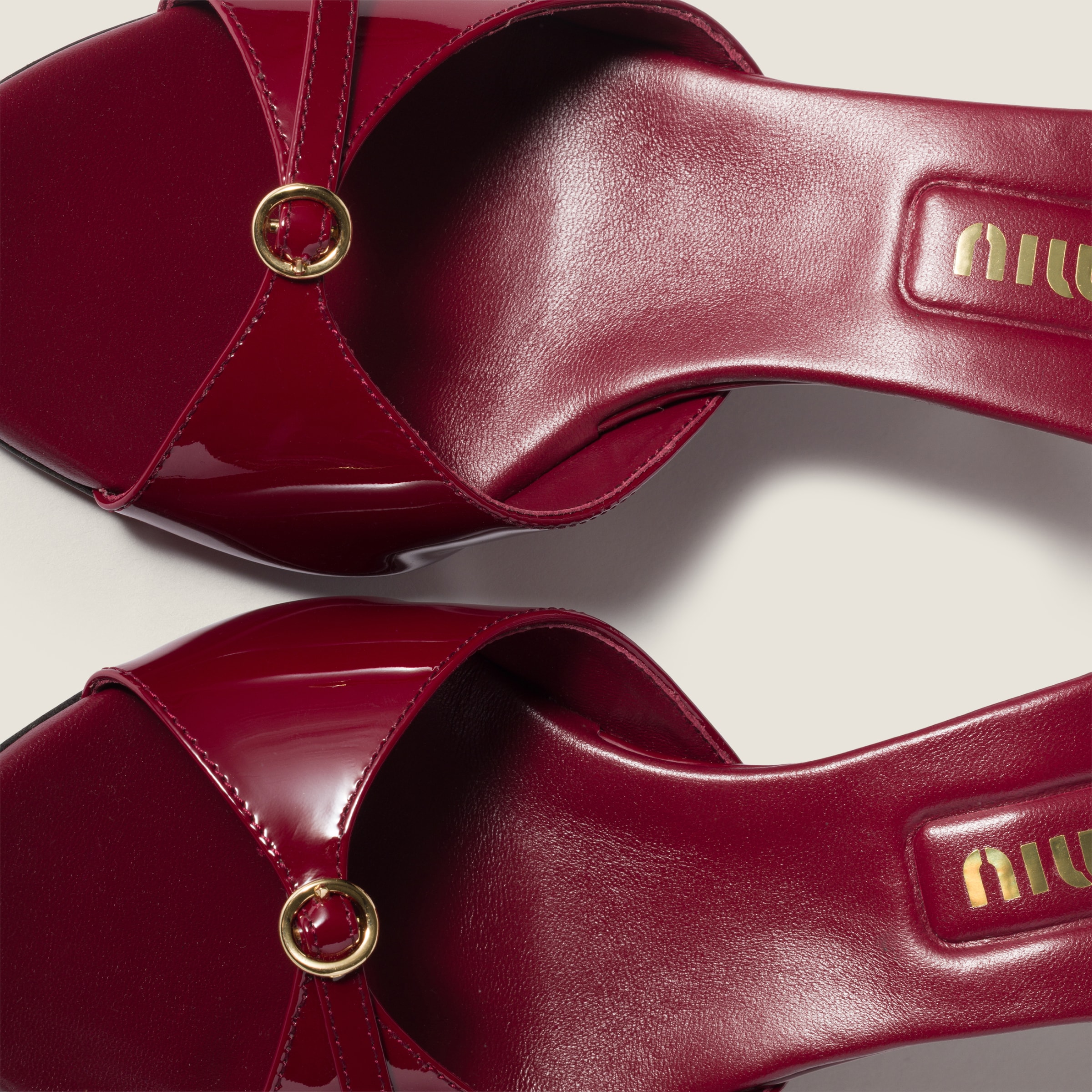 Crimson Patent Leather Mules With Buckle | Miu Miu - Saudi Arabia