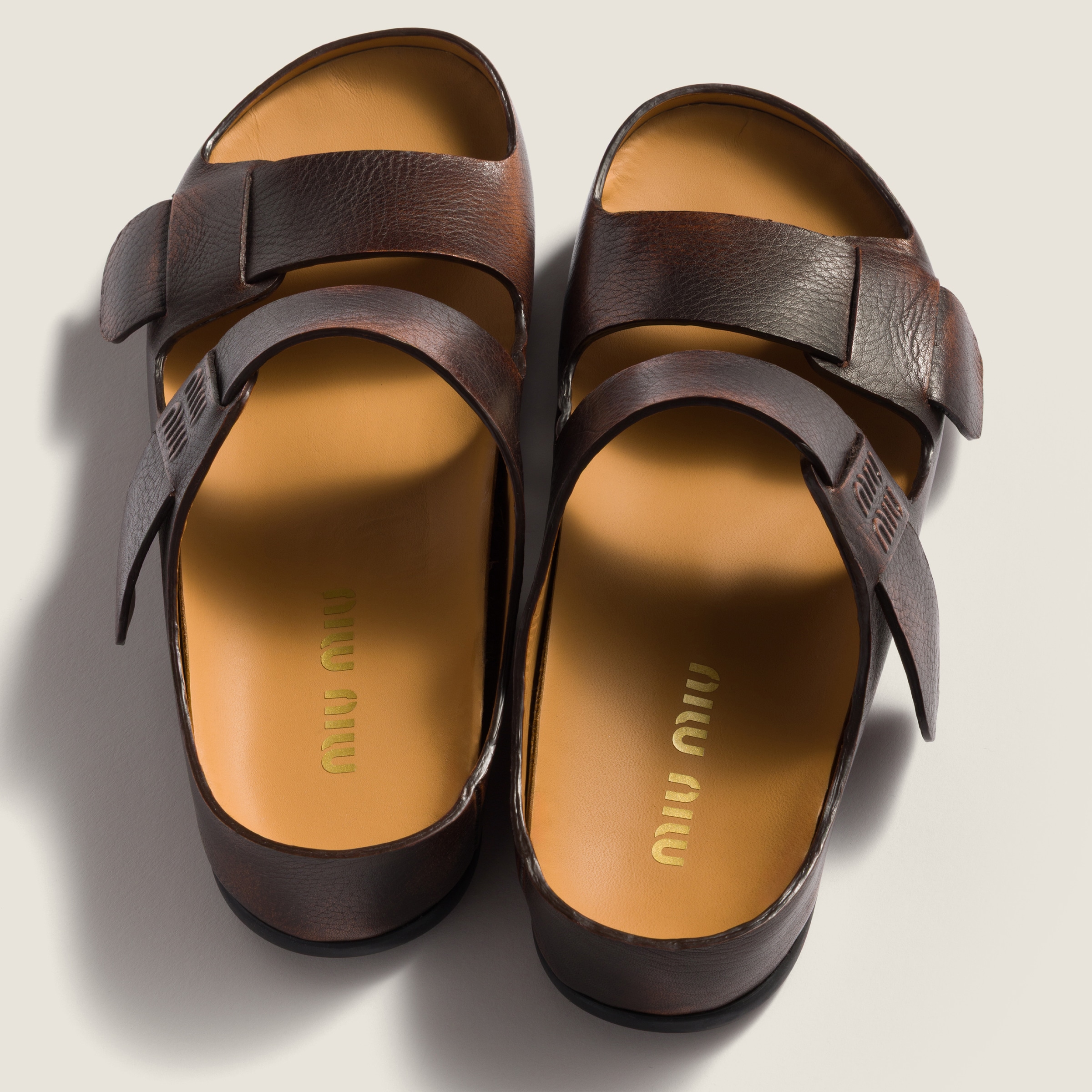 Palisander Bleached Leather Sandals | Miu Miu - United States