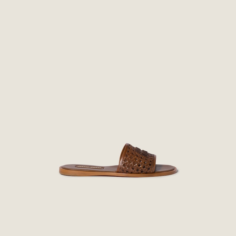 Woven leather slides