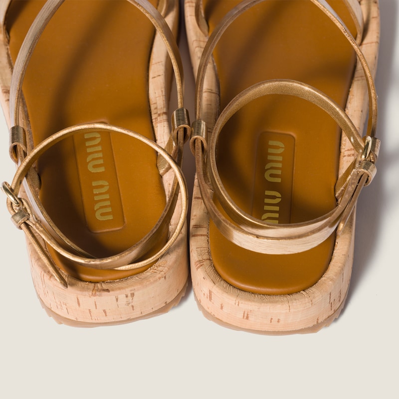 Metallic leather sandals